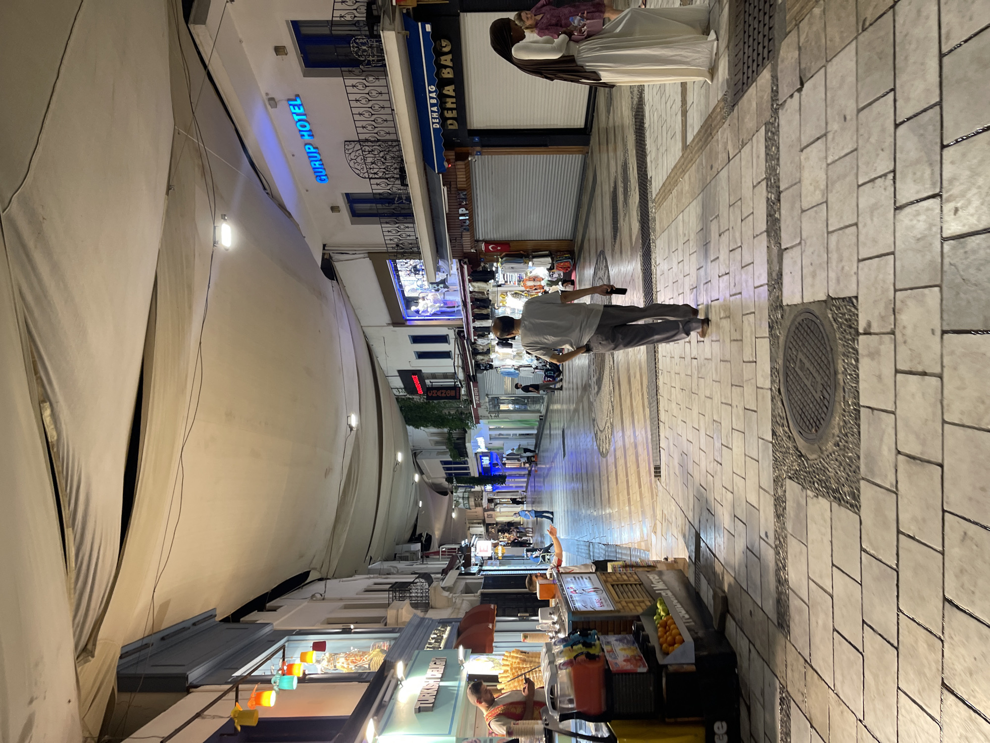 Bodrum's commercial pedestrian strip buzzing on a summer night