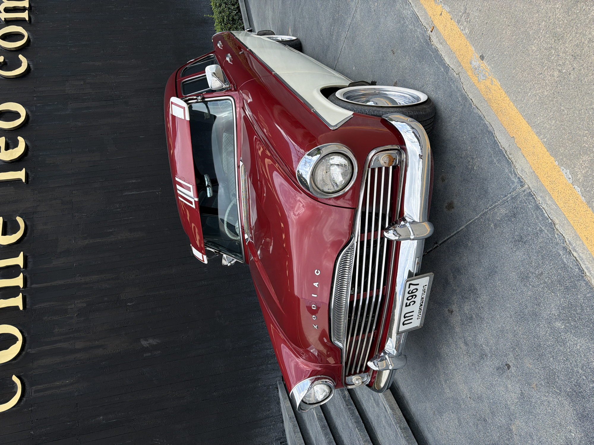 Classic Ford Zodiac parked in Choeng Thale, Thailand