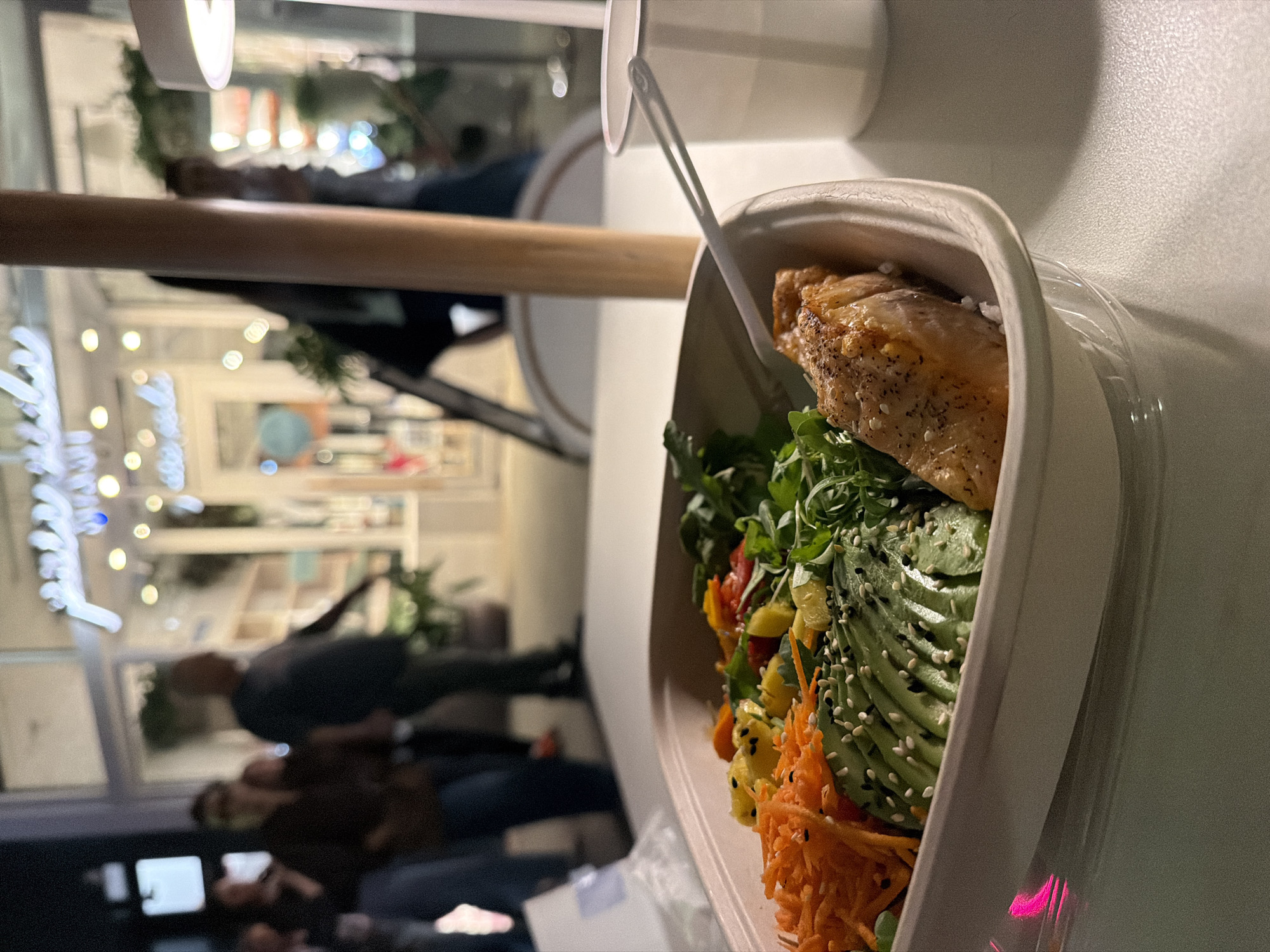 Late-night salad meal documented in Manhattan