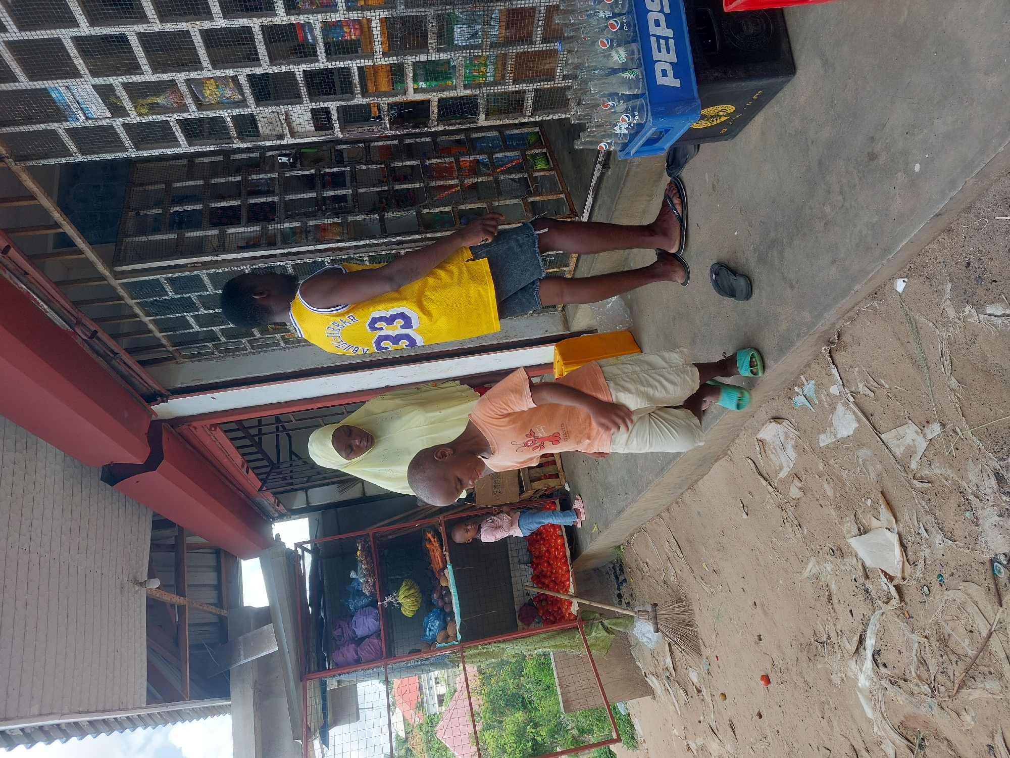 Daily street life captured around Dar es-Salaam storefronts