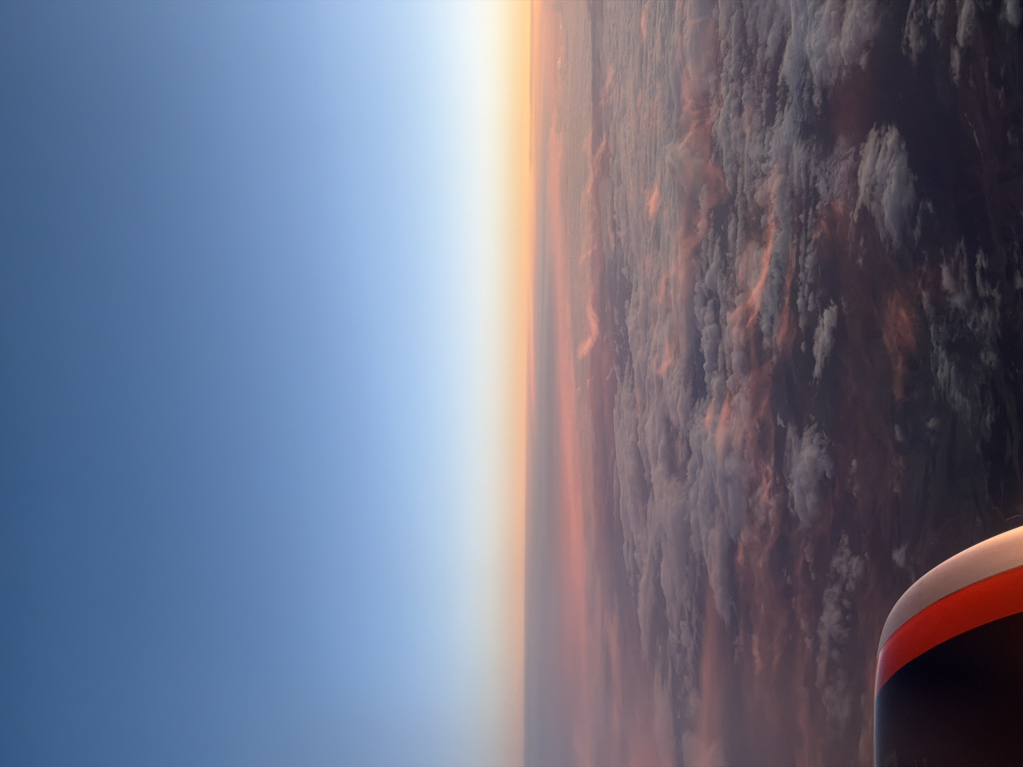 Aerial view captures colorful sky gradient over Mongolia