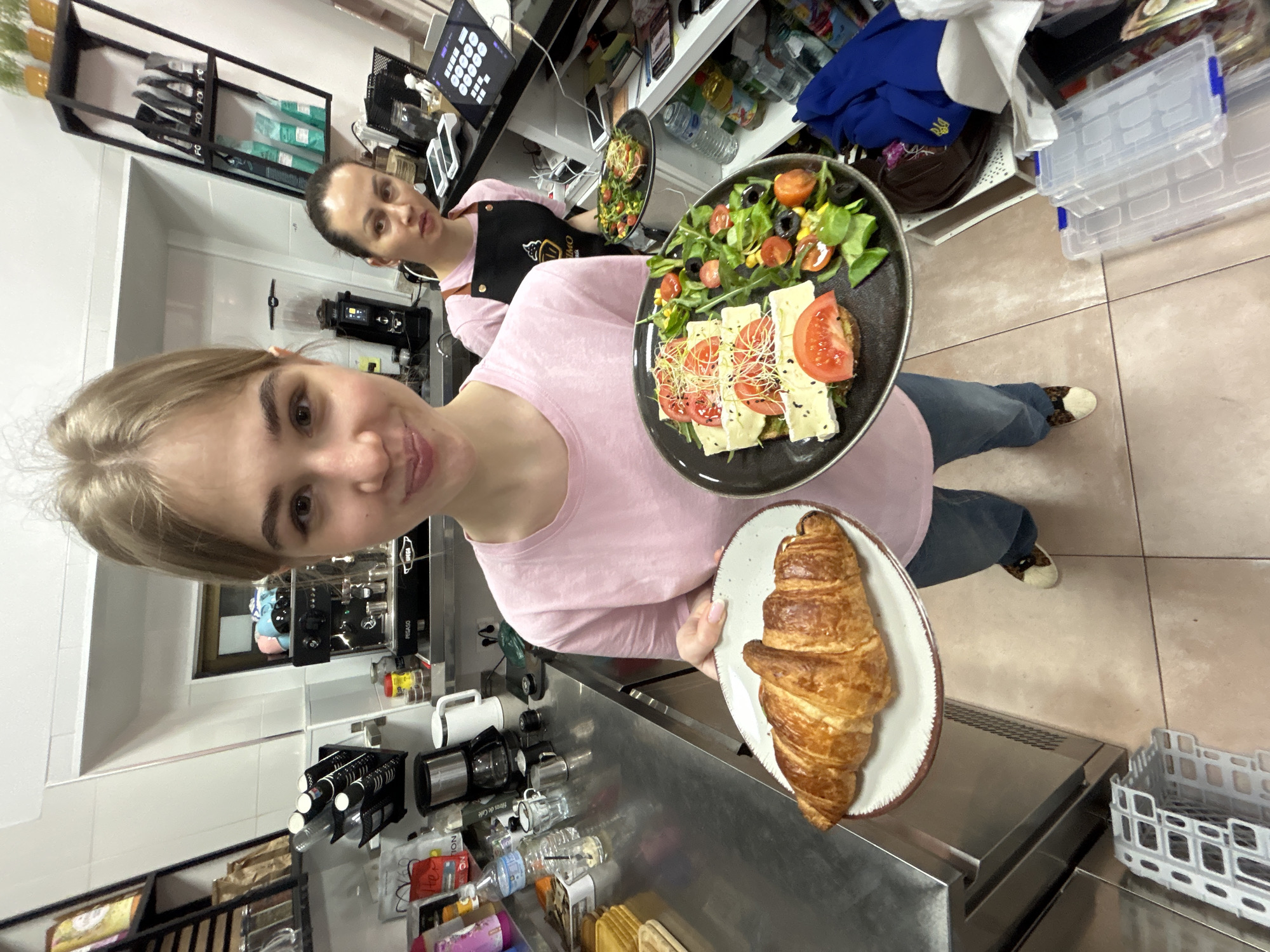 Food preparation underway at Málaga cafe kitchen