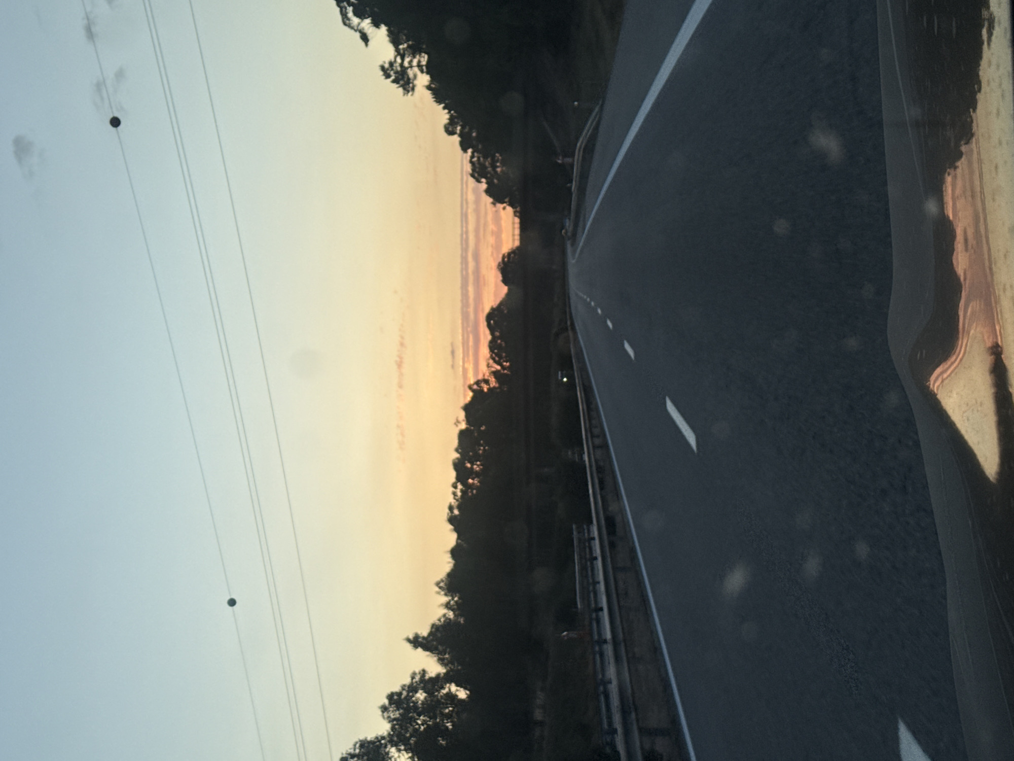 Sunset highway drive through Mealhada, Portugal