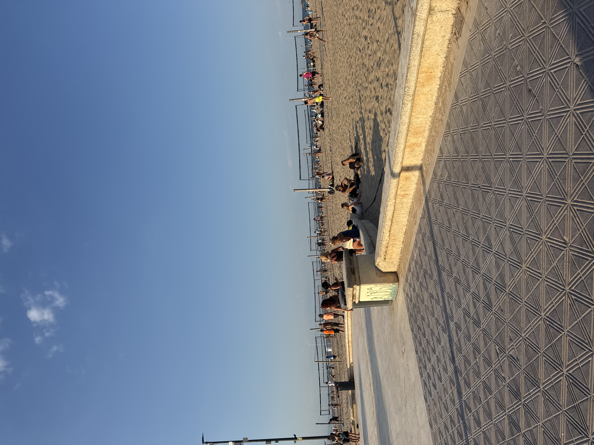 Sunny afternoon on Valencia's palm-lined beach promenade