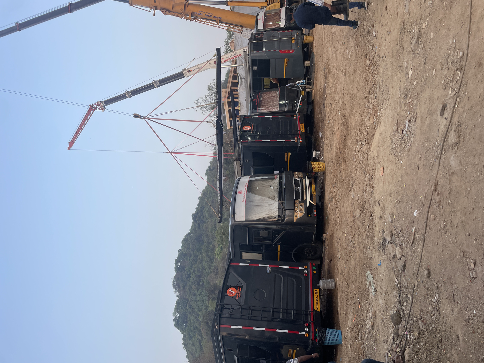 Film production setup with vanity vans, vendors in Mira-Bhayander