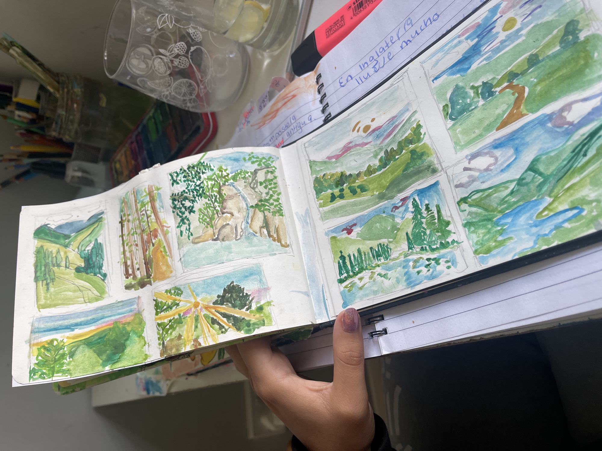 Art showcase featuring sketches and paintings documented in Maidstone