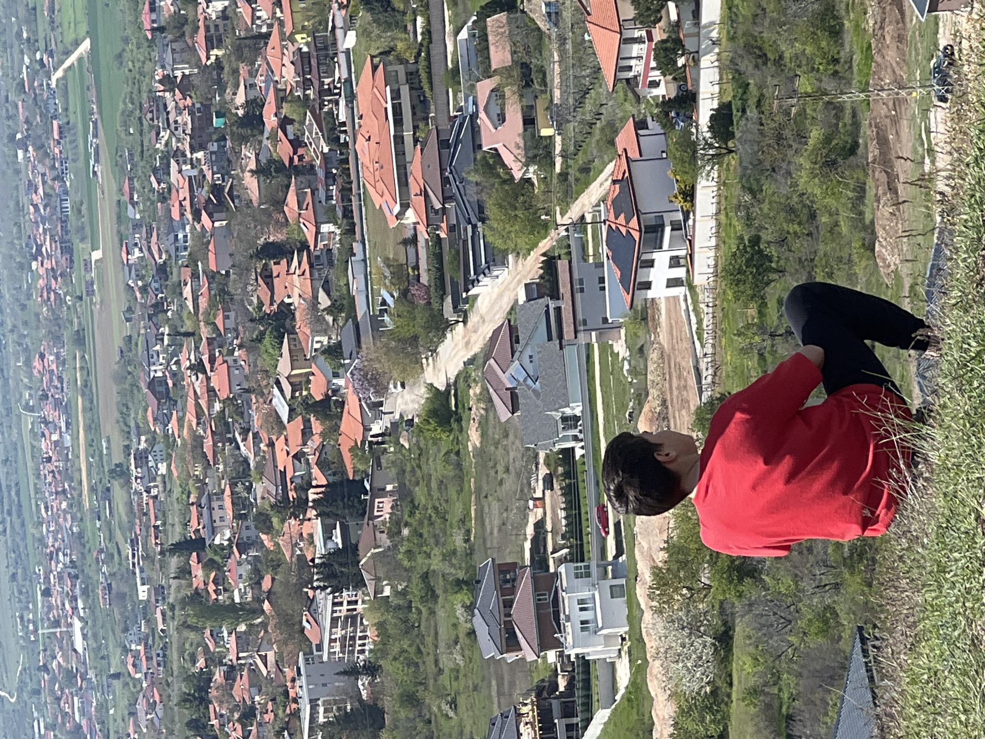 Dog walk captured on hillsides overlooking Markovo, Bulgaria