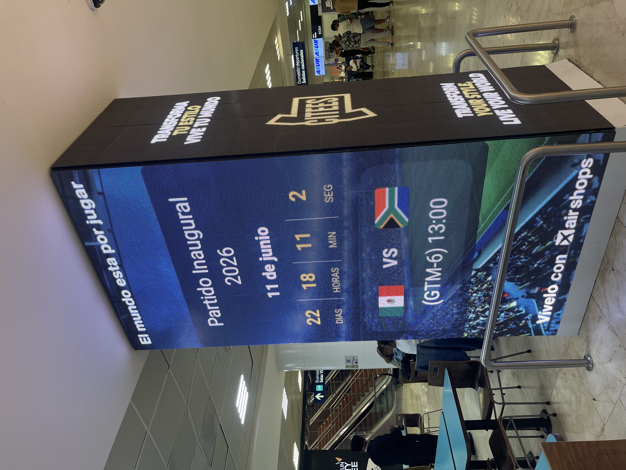 Airport display shows 2026 World Cup opening game details