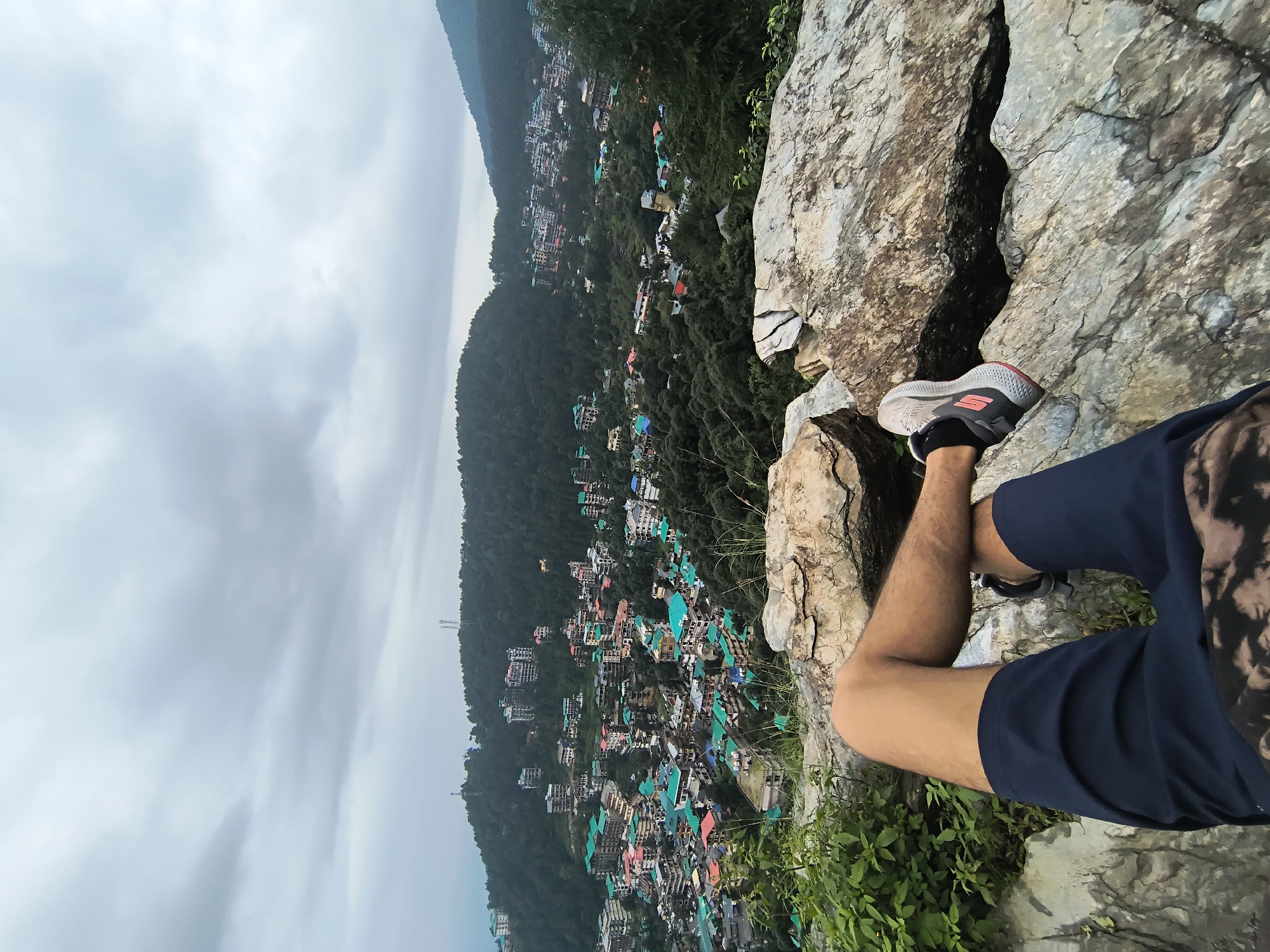 Overcast morning in Bhagsu, from rocky overlooks to street level