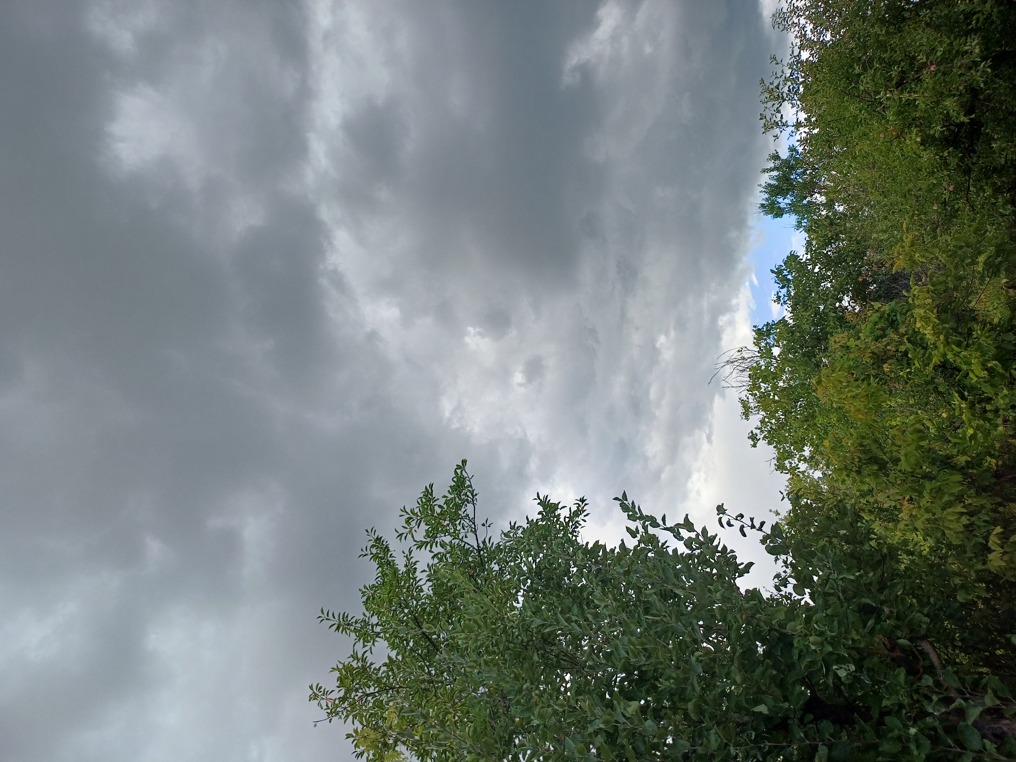 Storm clouds building over rural Sulymivka on a summer afternoon