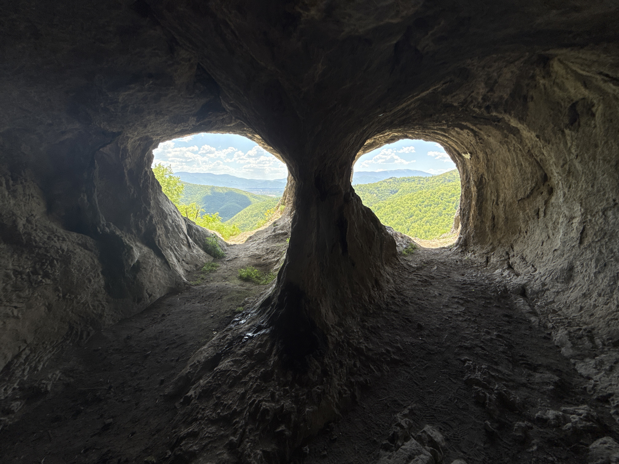 Tourists visit God's Eyes Cave near Skravena, Bulgaria