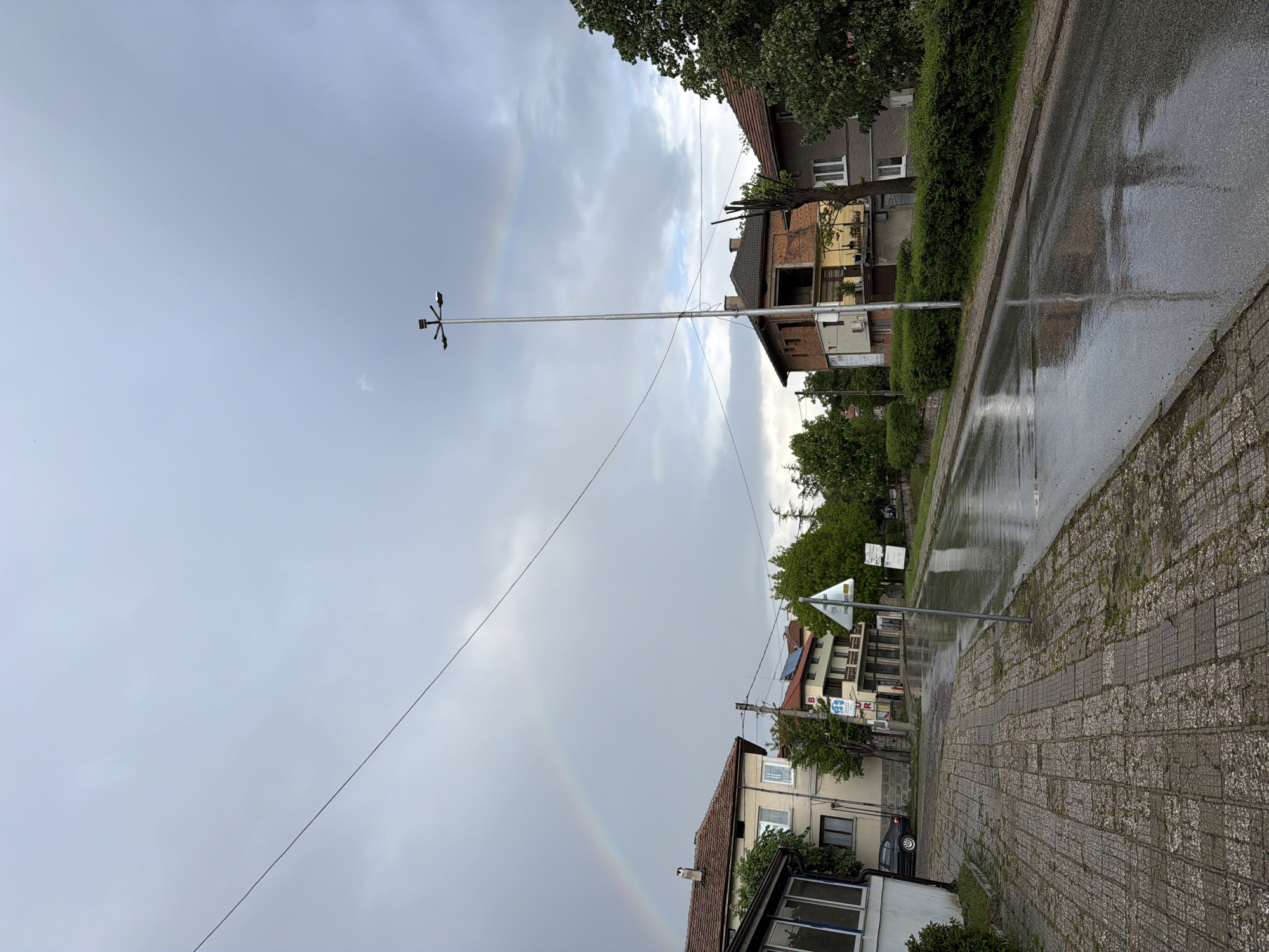 Rainbow appears over Panagyurishte, Bulgaria after afternoon rain