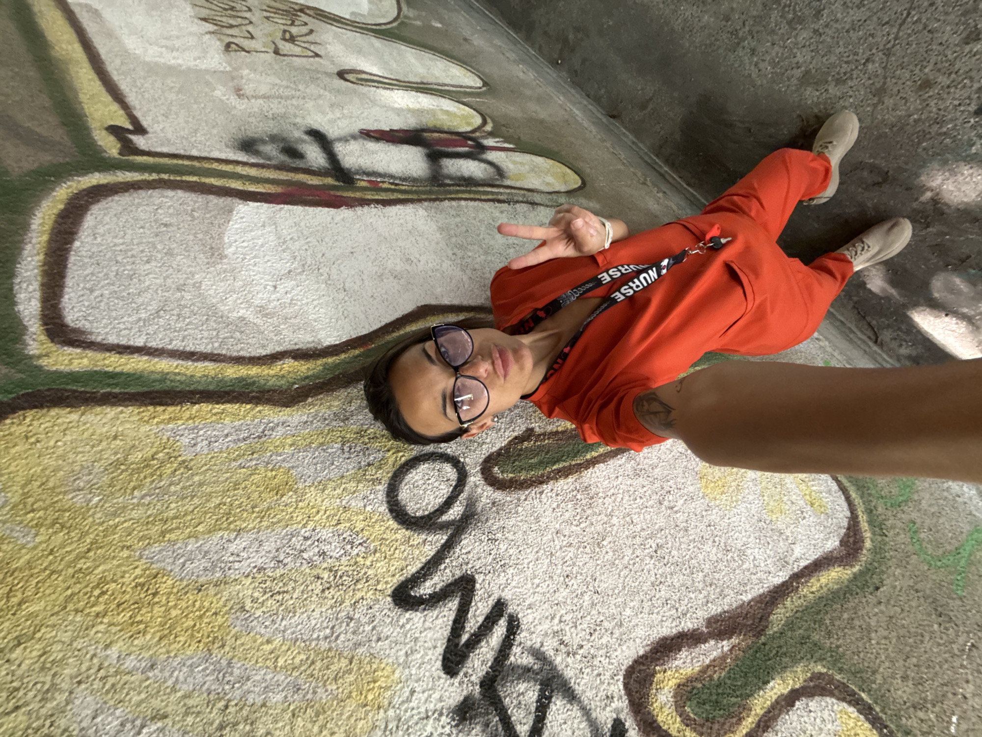 Nurse takes selfies around Pleven during a quick break