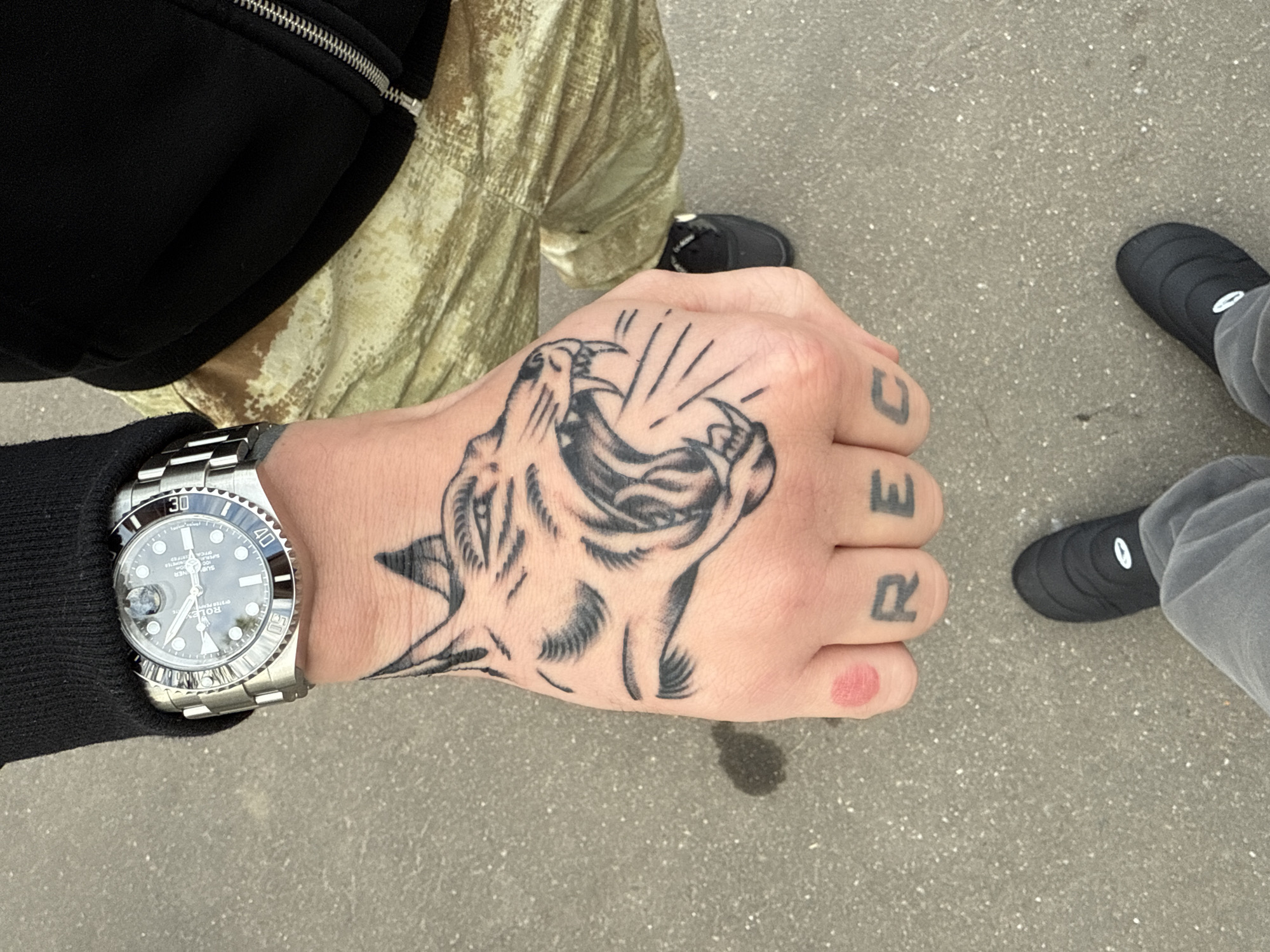 Tattooed hands with animal design observed in Moscow