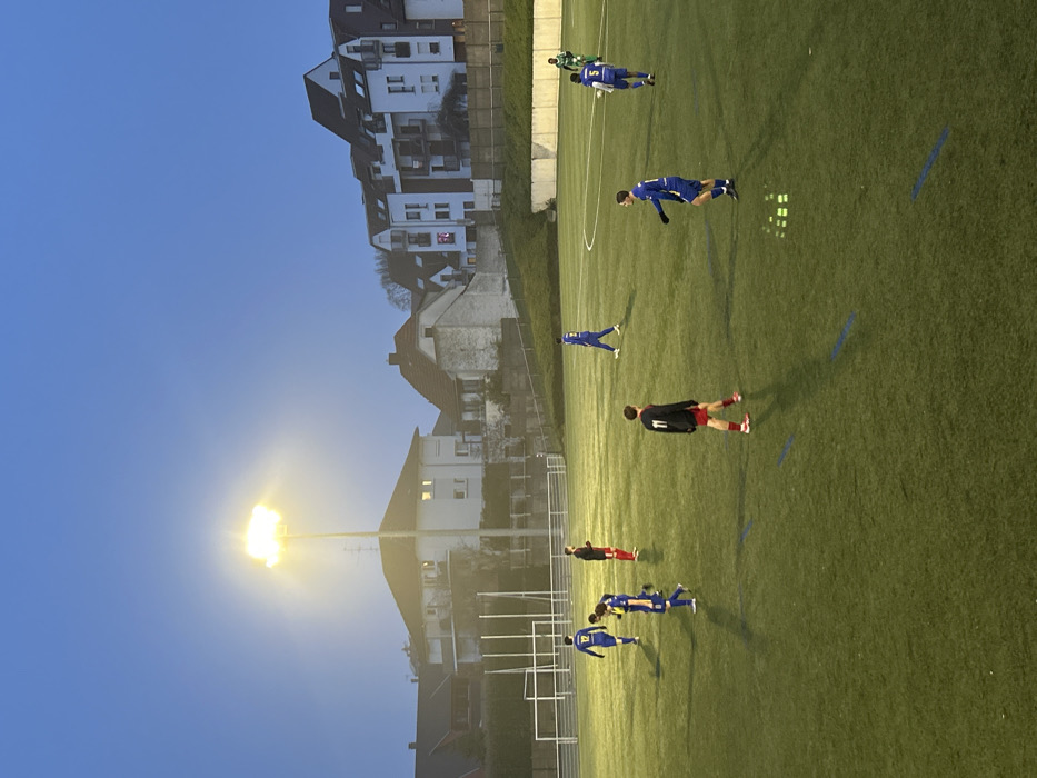 Soccer match played under lights in Bischheim, France