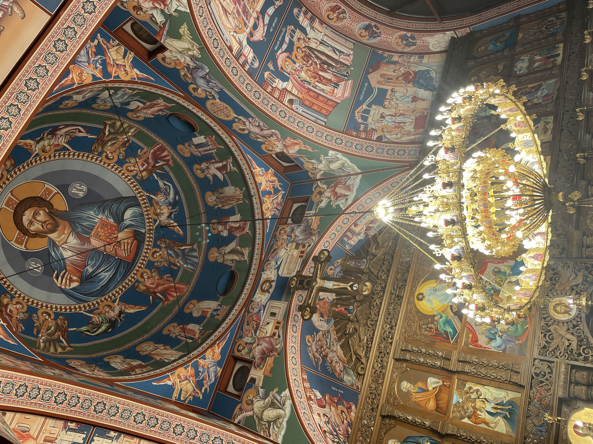 Orthodox church interior with ornate ceiling documented by witness