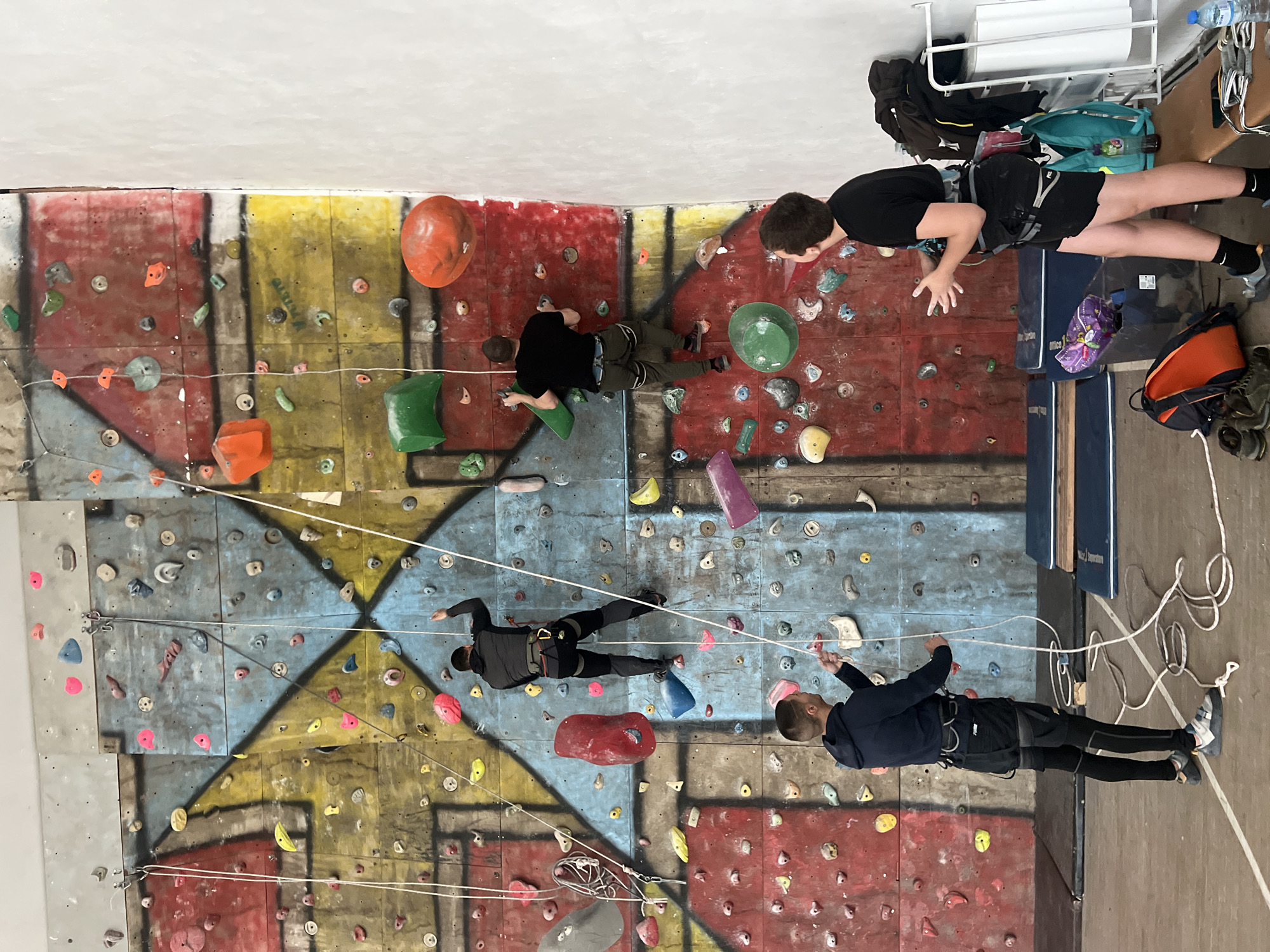 Indoor rock climbing session documented in Elena, Bulgaria