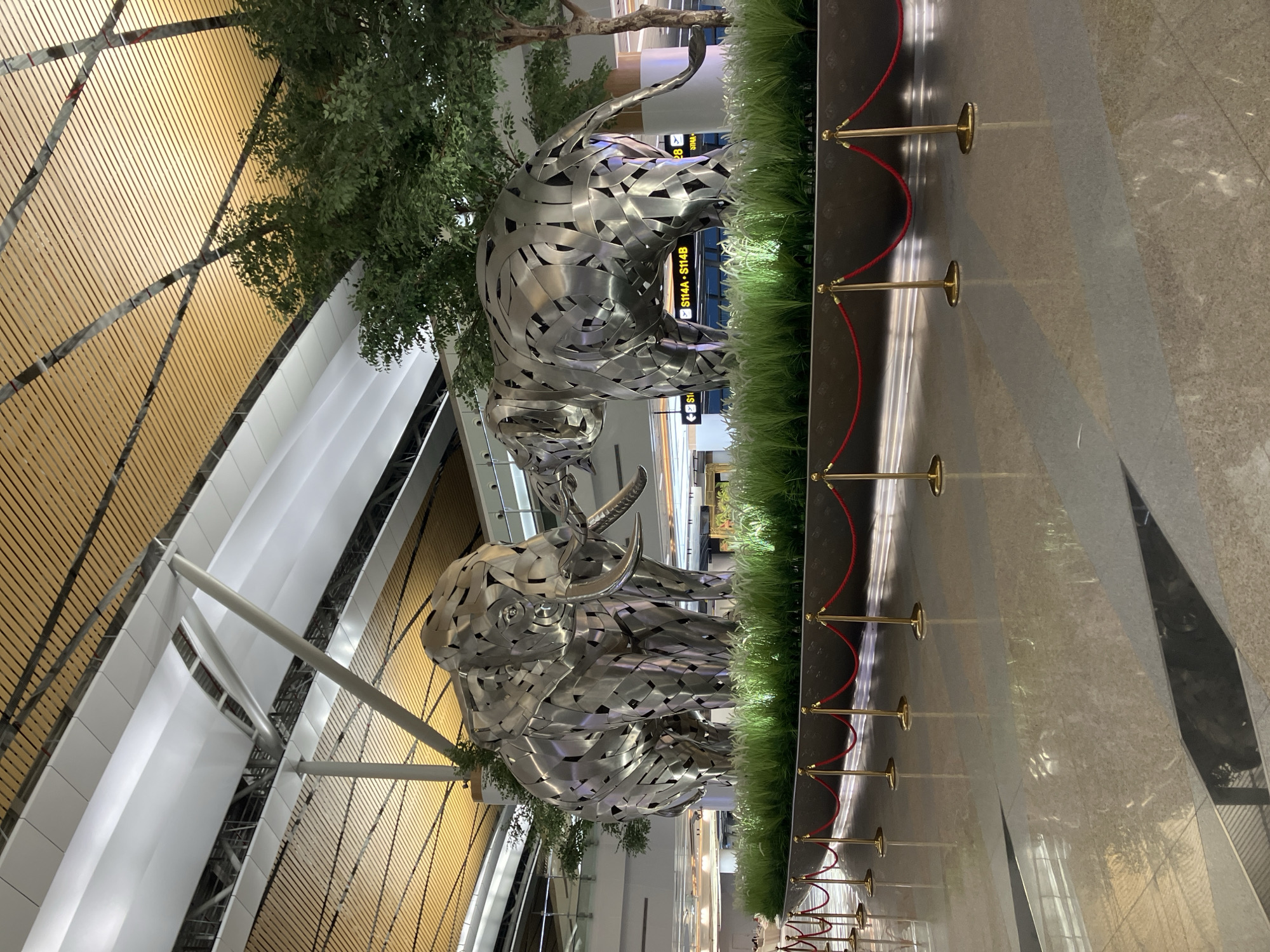 Metal elephant sculptures spotted in Thai airport facility