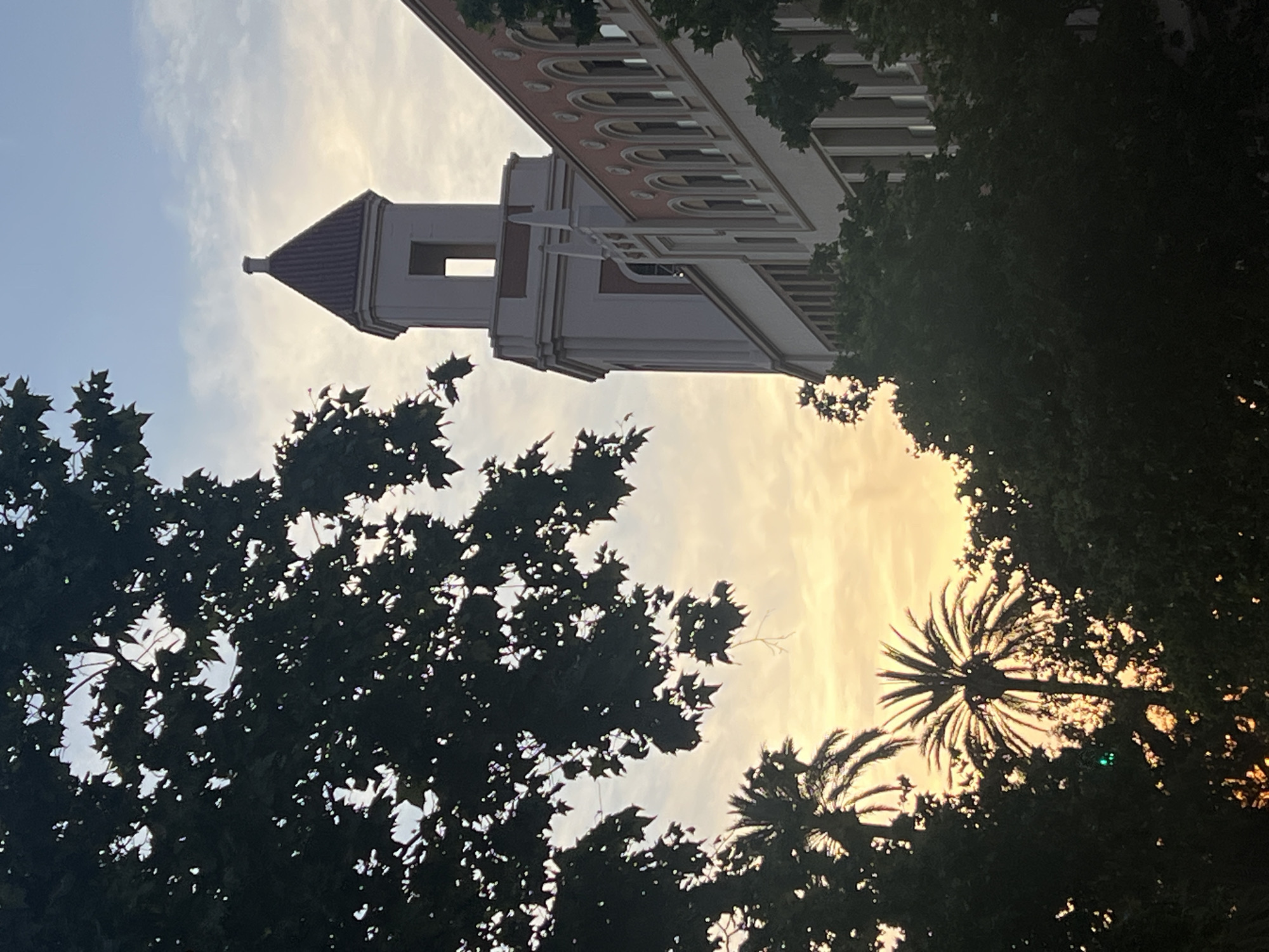 Tower building observed at sunset in central València