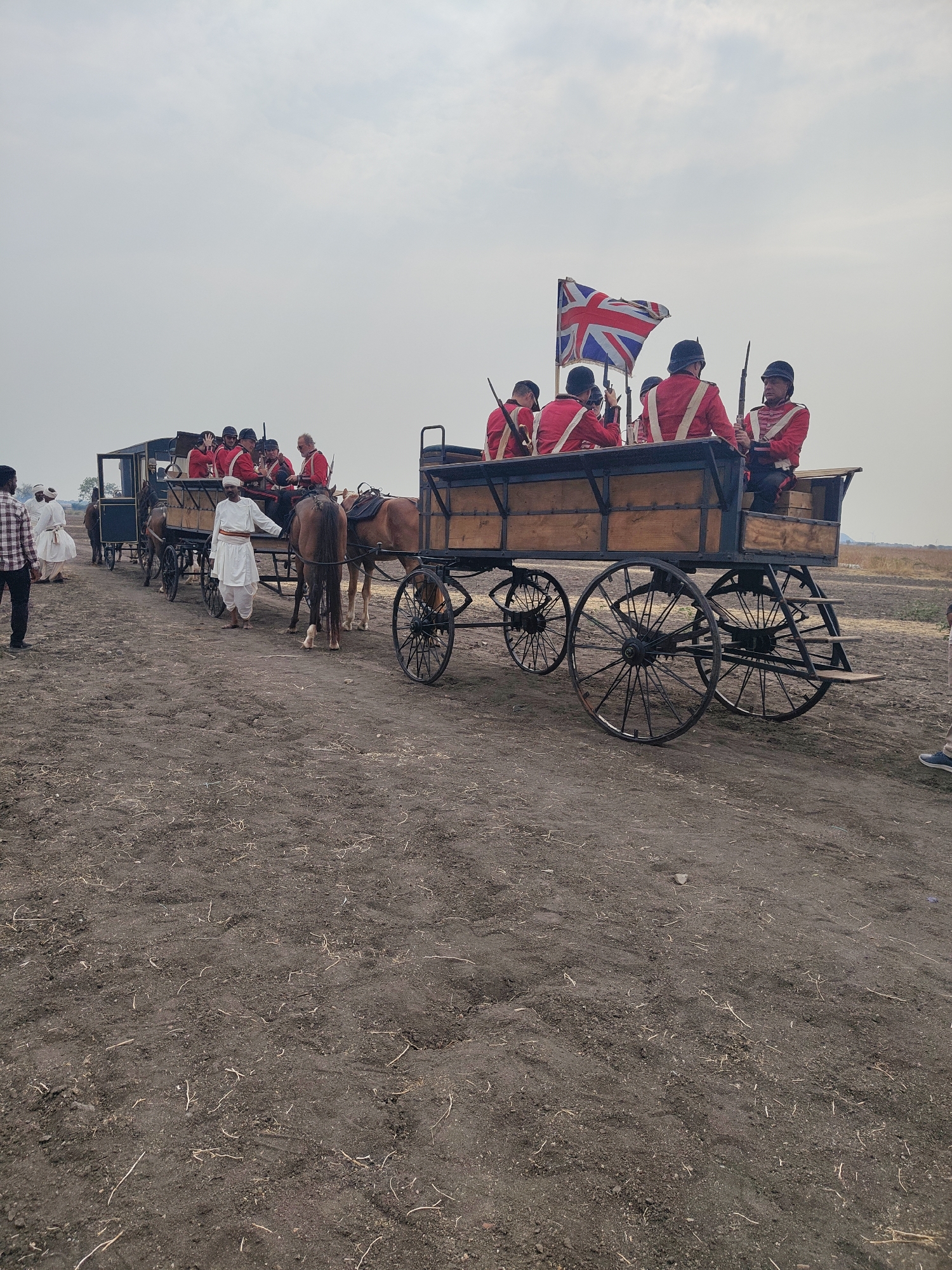Historical military reenactment observed in rural Kottalapalli field