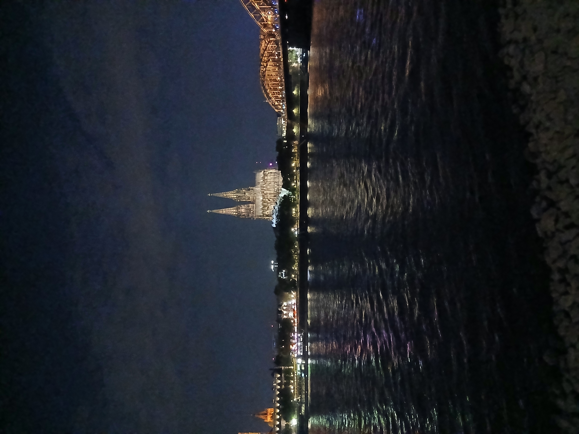 Cologne Cathedral and Hohenzollern Bridge at dusk and night