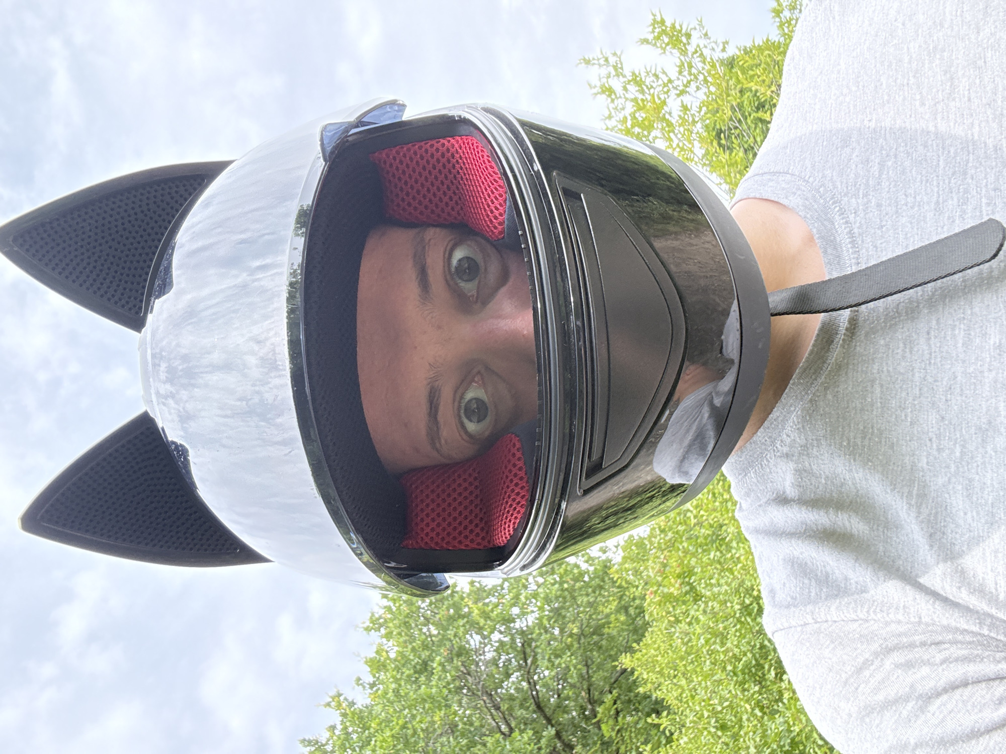 Cat-ear helmet selfie and rowan berries in Saratov