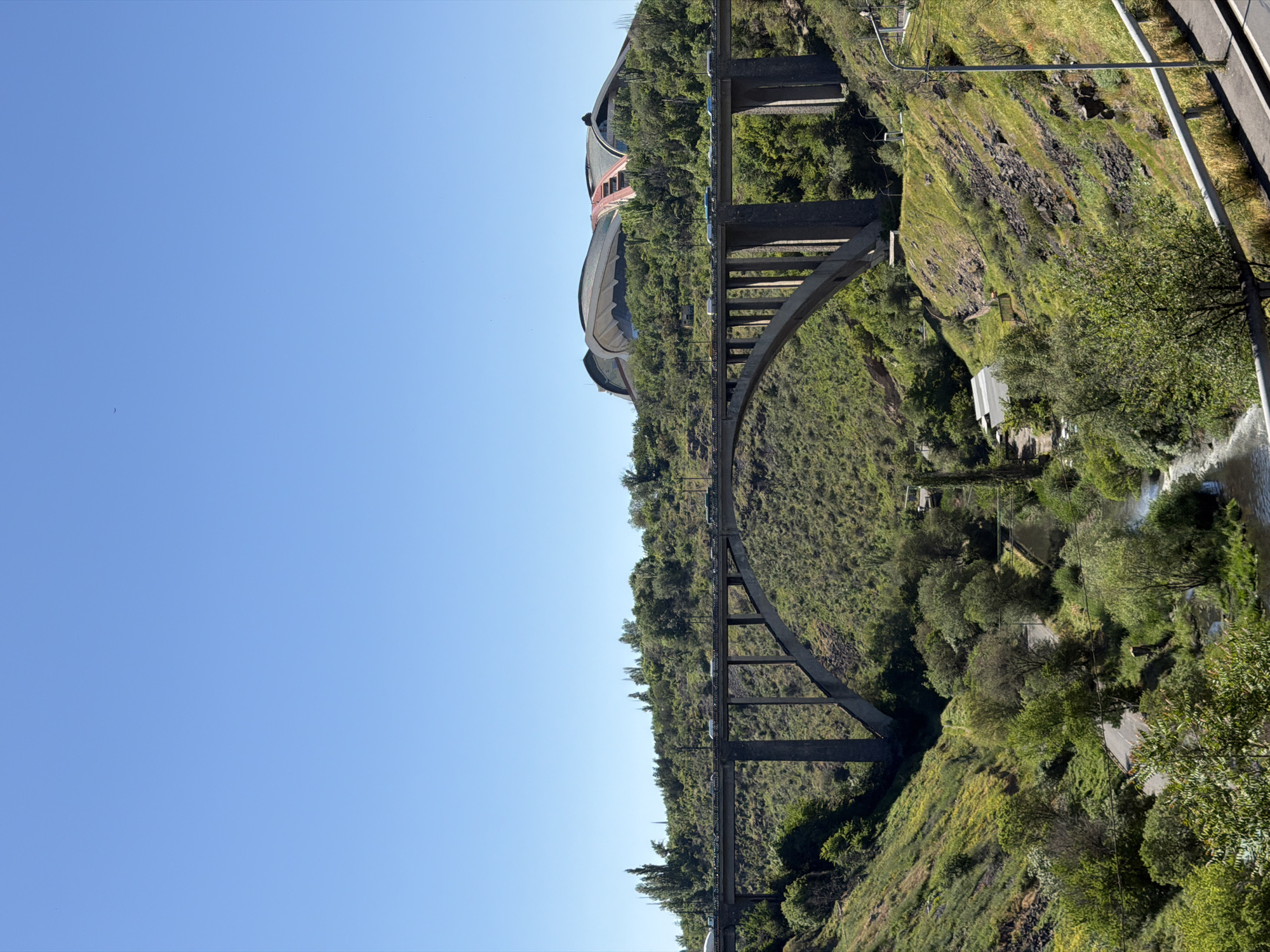Great Hrazdan Bridge photographed in Yerevan morning landscape