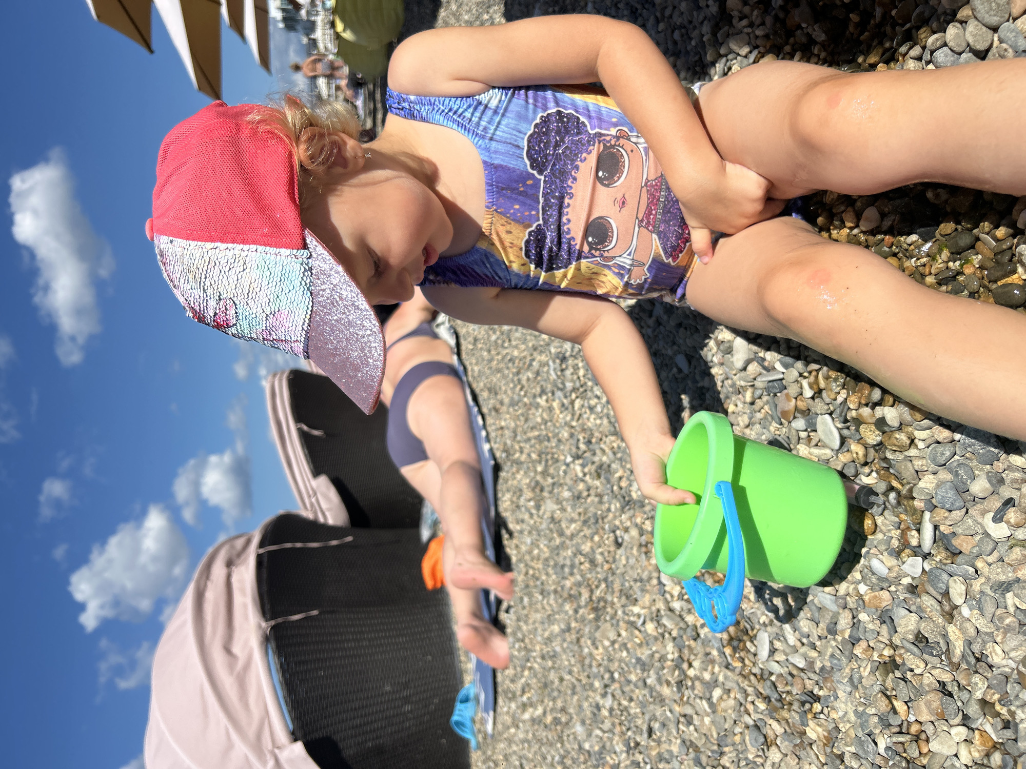 Summer morning on Gelendzhik's Black Sea pebble beach