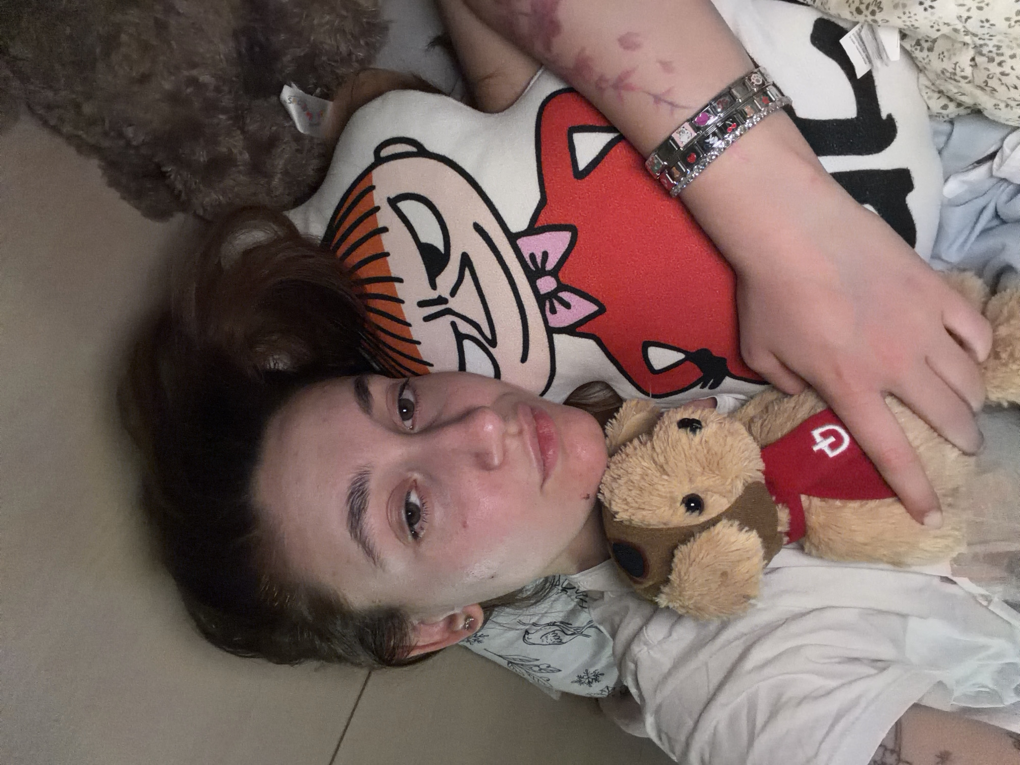 Young woman photographed resting in bed in Sofia