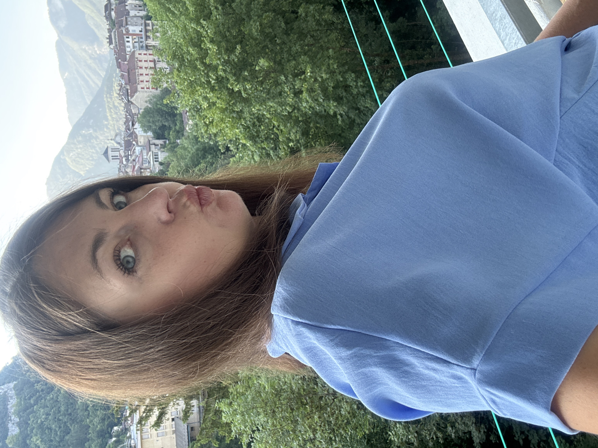 Balcony selfies and strawberry dessert in Saint-Claude