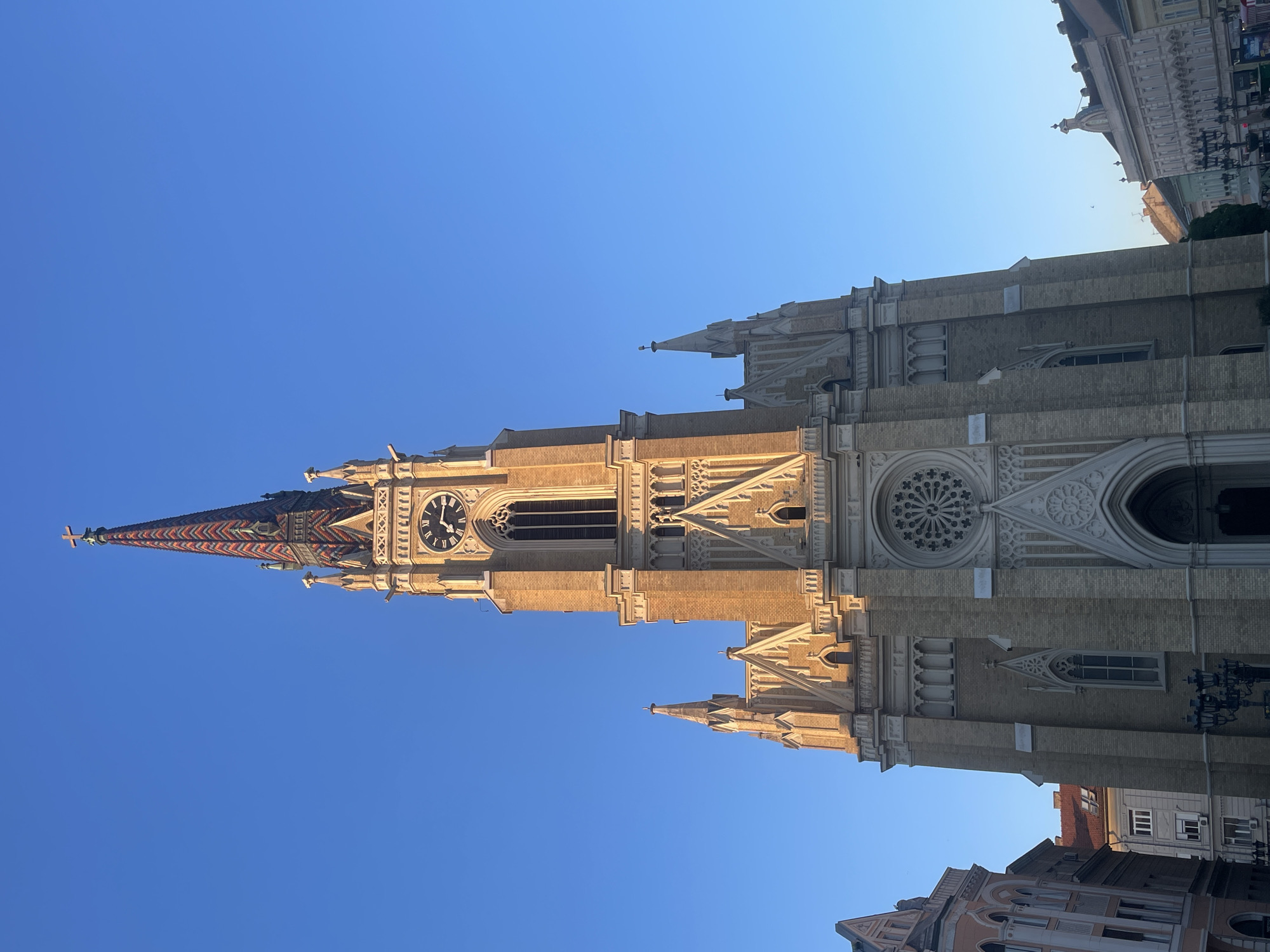 Gothic church photographed from multiple angles in Novi Sad