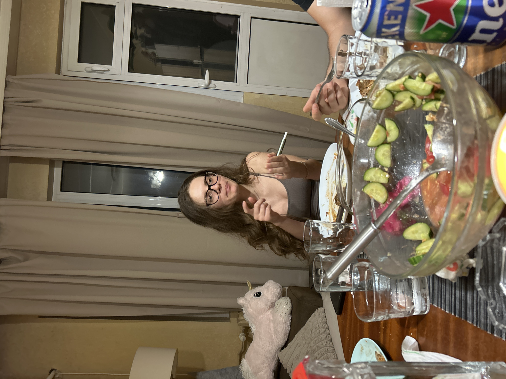Intimate dinner gathering with cats documented in Sofia apartment