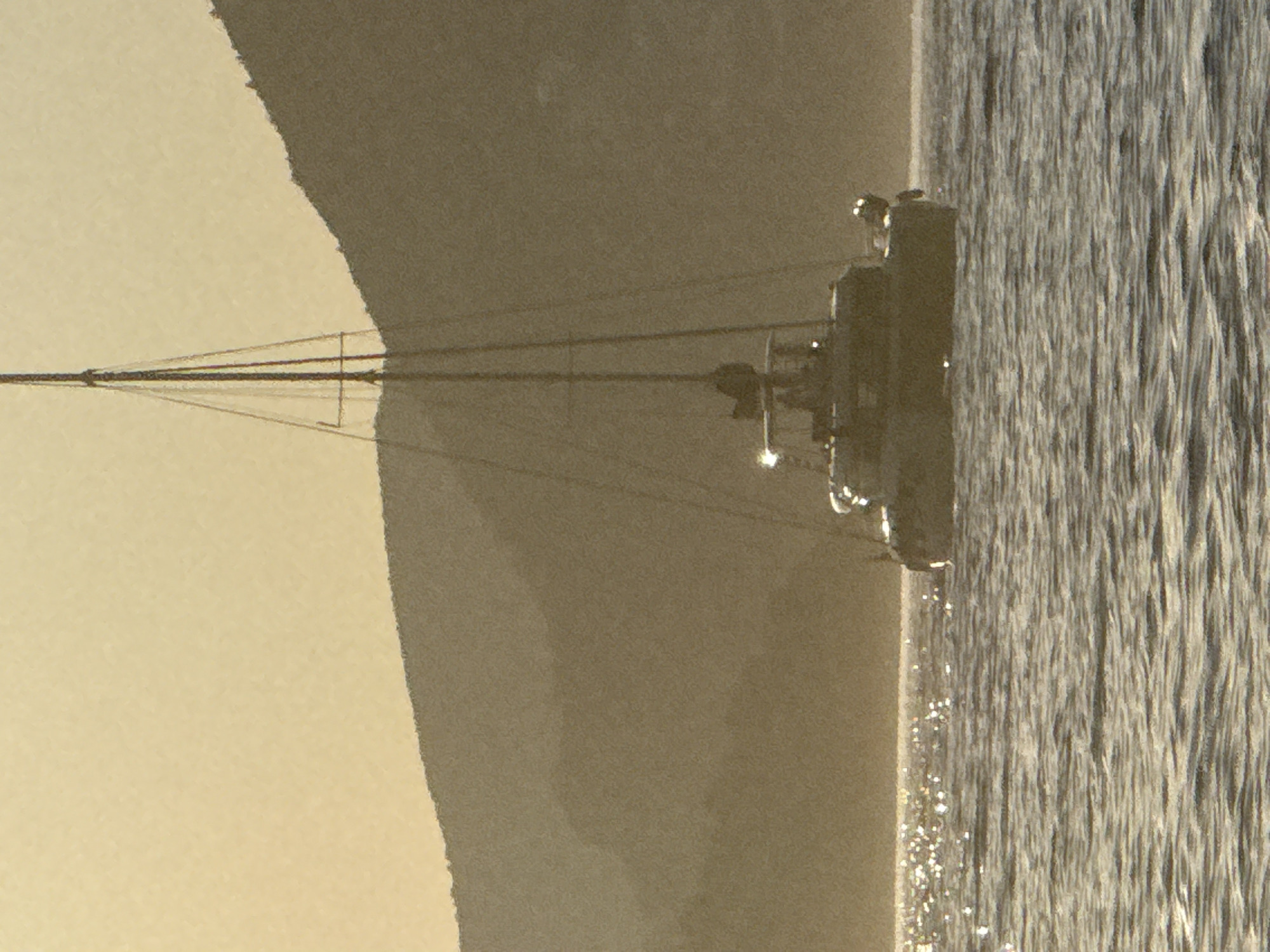Catamaran silhouette at sunset, Kamenovo coast