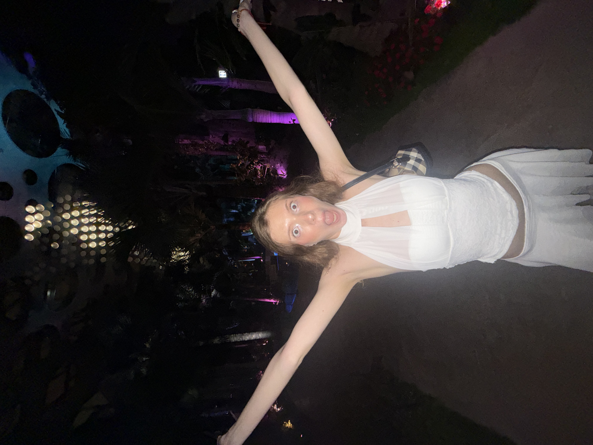 Nighttime photoshoot captured in Pudong's illuminated garden spaces