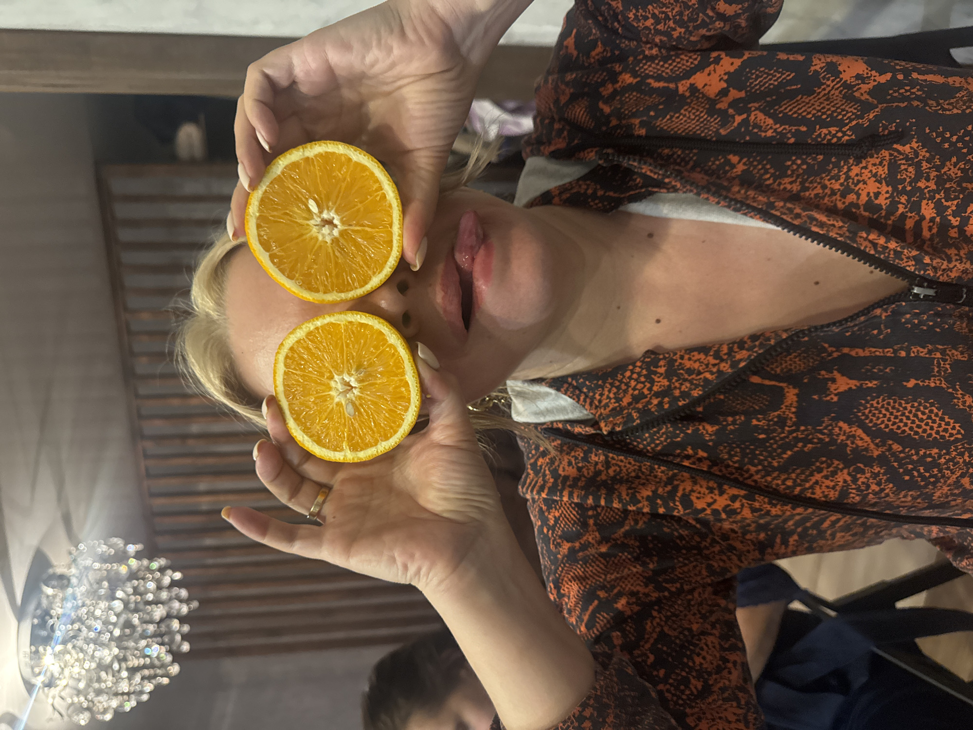 Oranges, gladiolus, and a goofy pose in Sochi