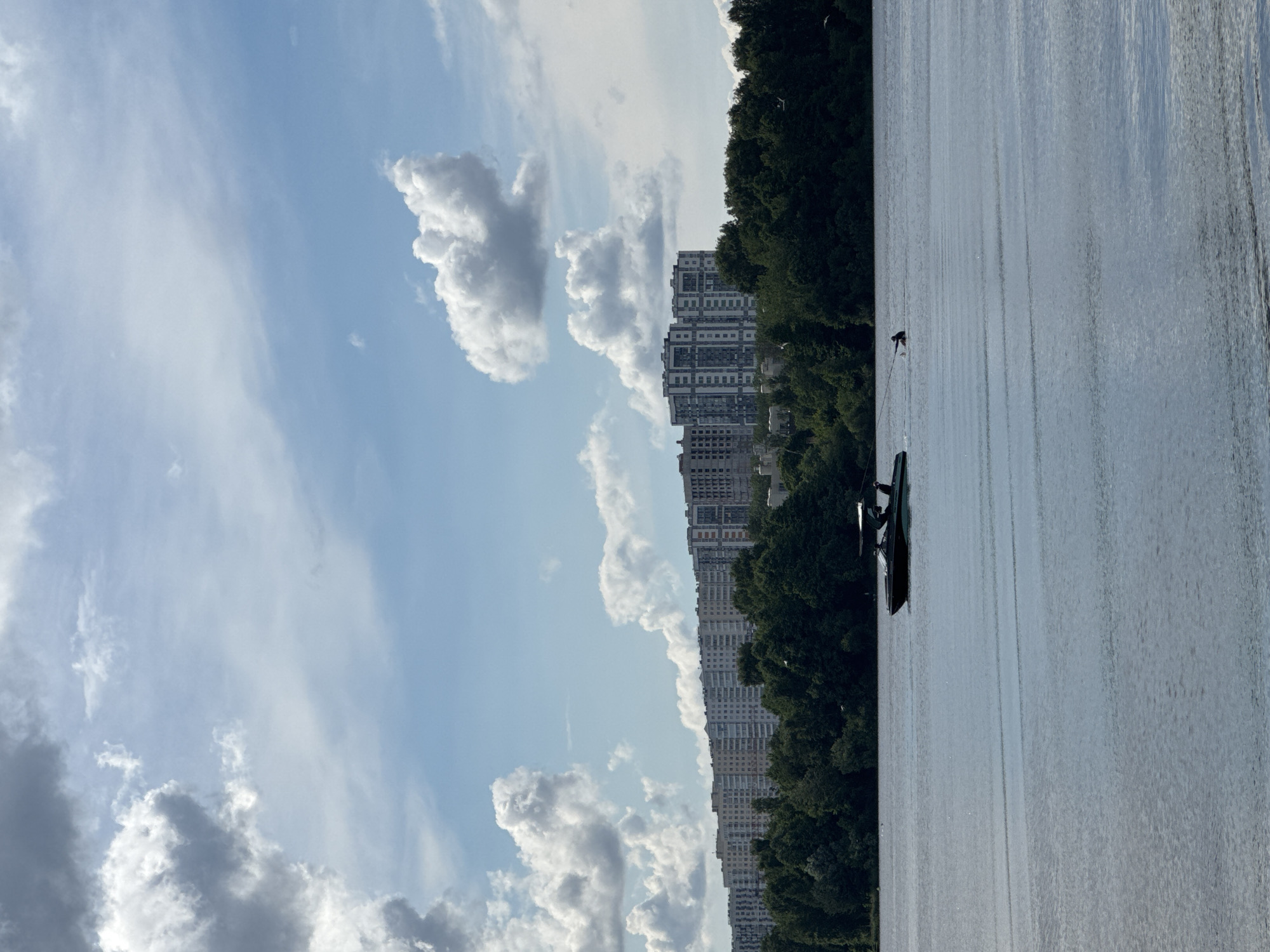 Wakeboarding and fishing on a moody Saint Petersburg waterfront