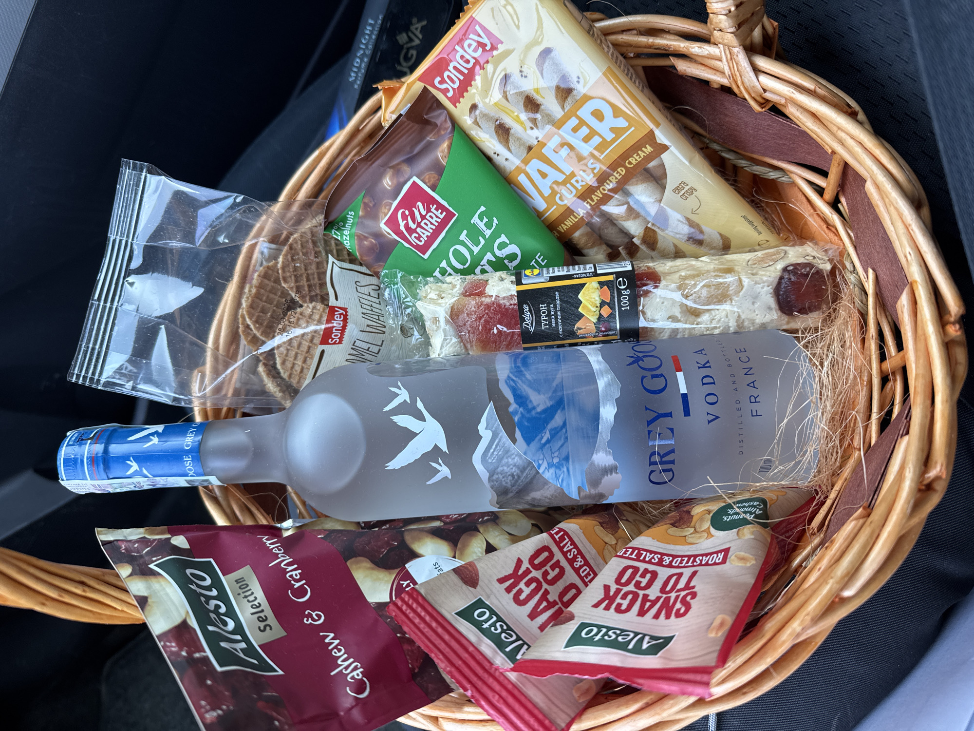 Gift basket and office workspace documented in Sofia