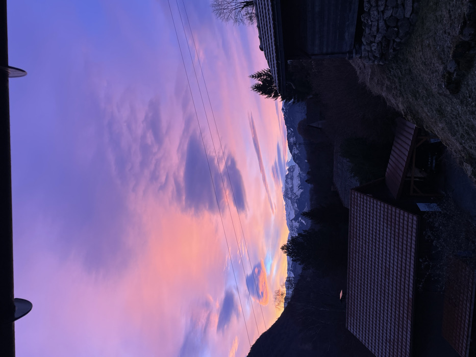 Morning landscape viewing paired with healthy breakfast spread documented