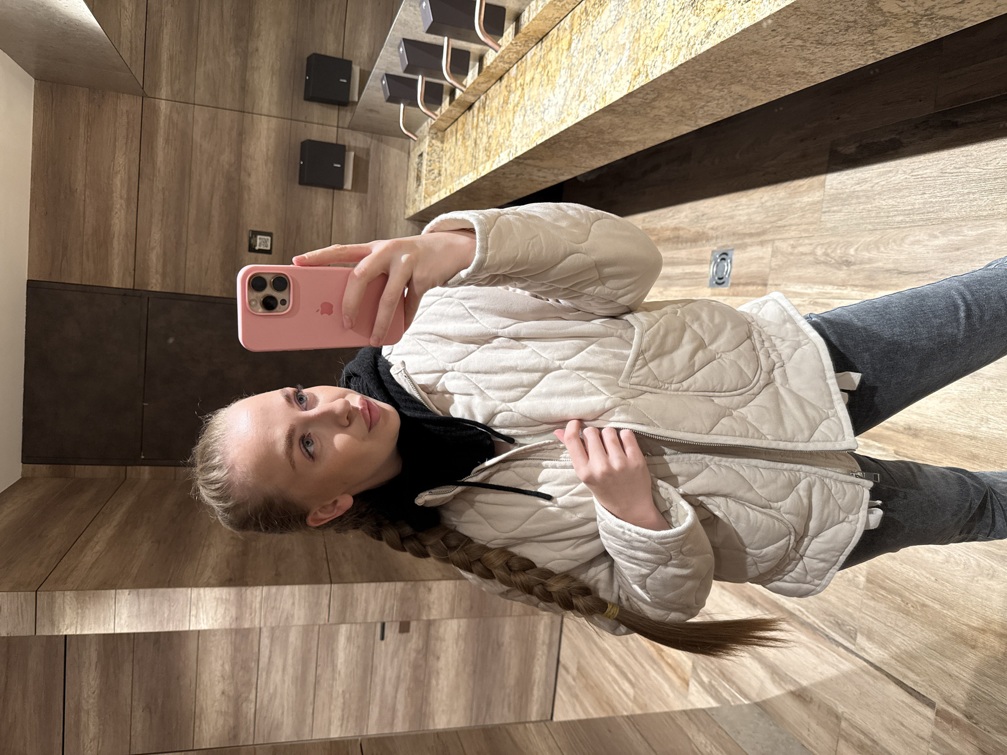 Woman Takes Mirror Selfies in Bathroom During Early Morning Hours