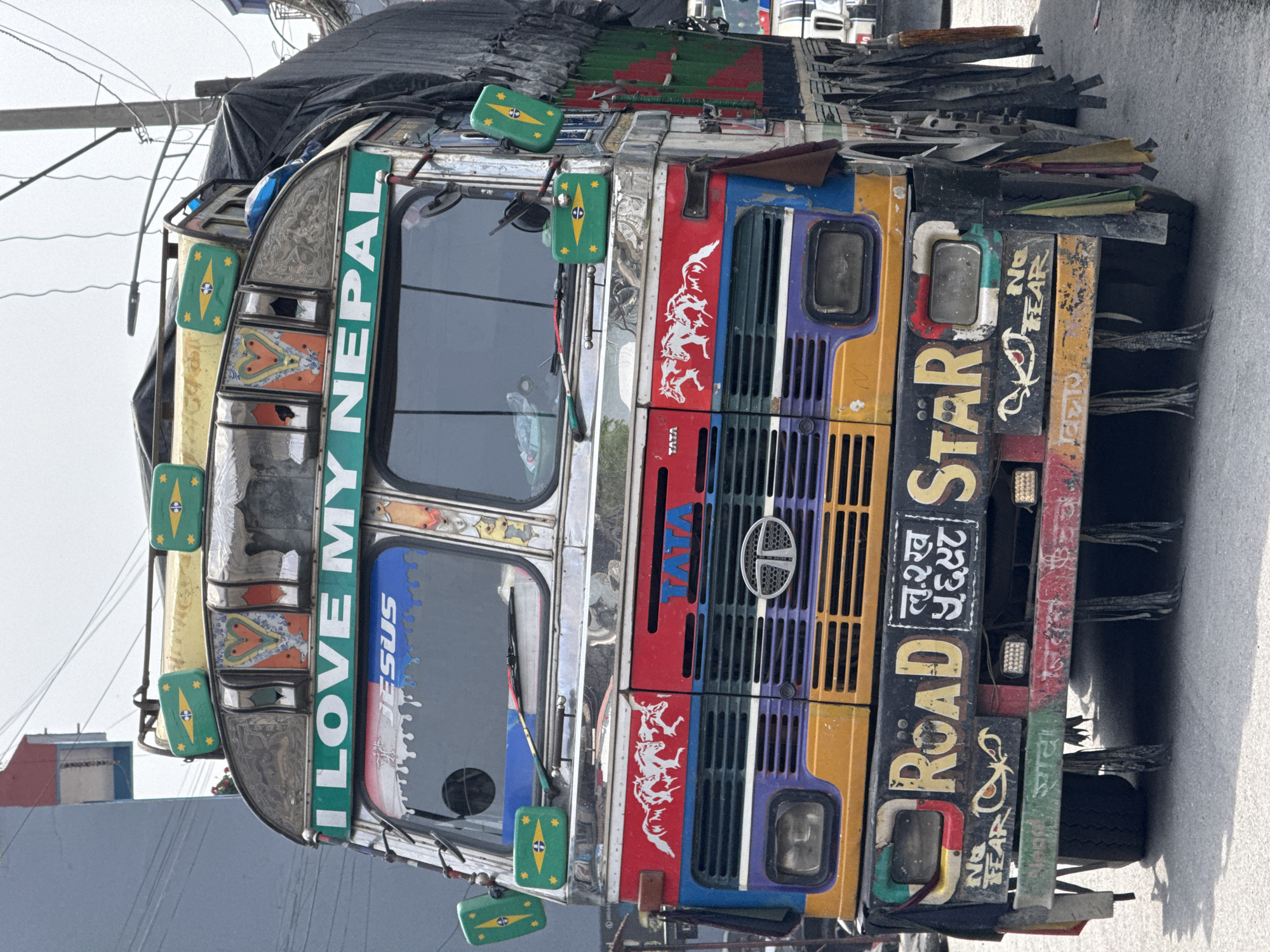 Tourist captures decorated truck, scenic views in Pokhara Nepal