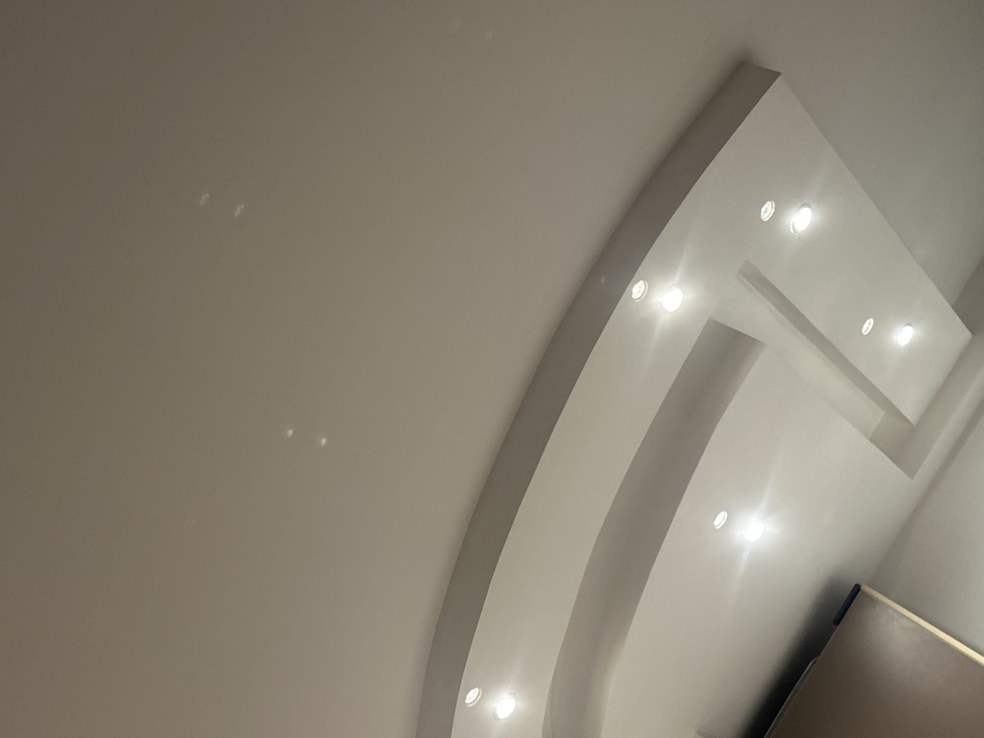 Architectural ceiling with recessed lighting documented in Sofia