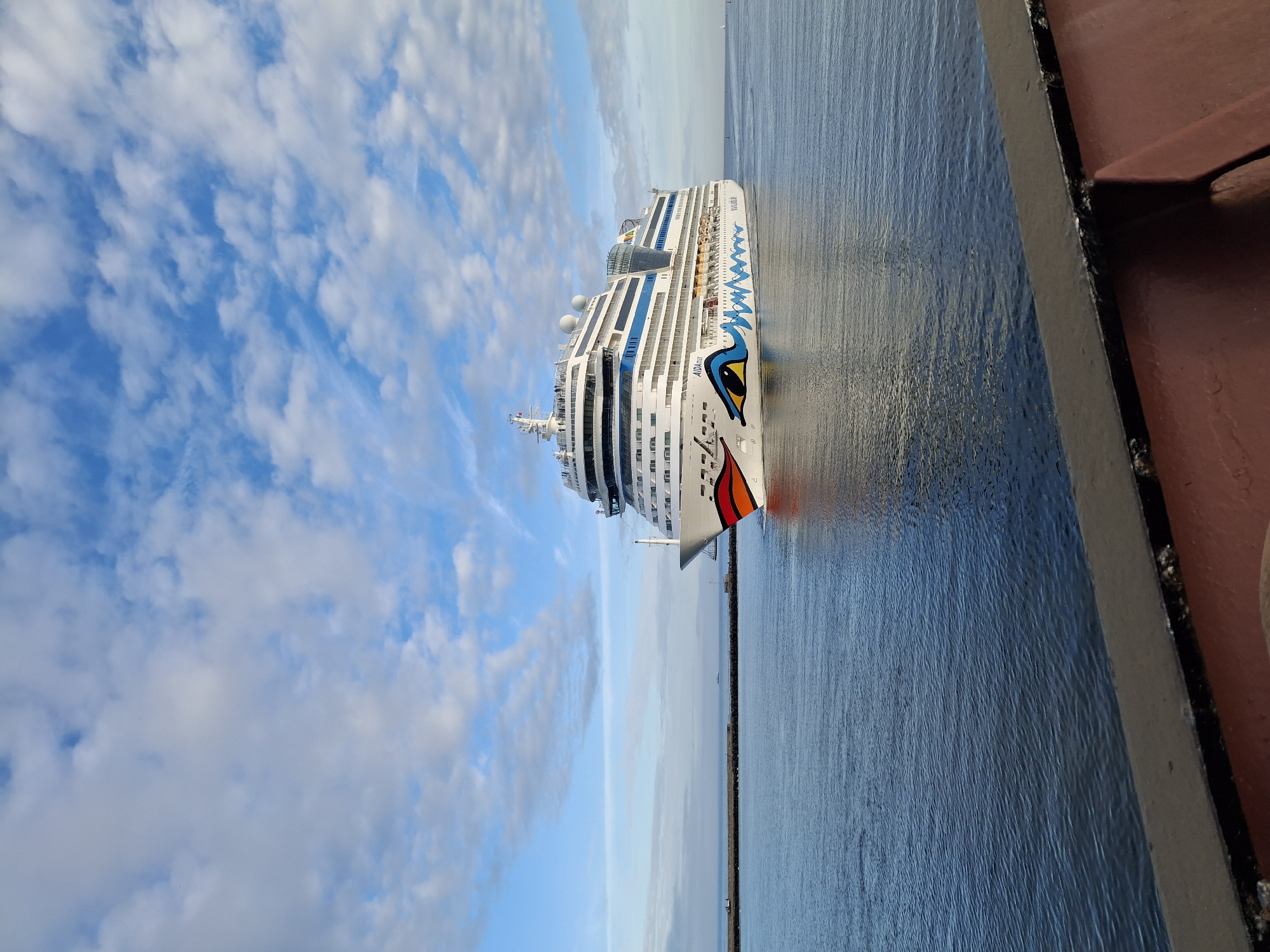 AIDA cruise ship spotted on Warnow River in Rostock