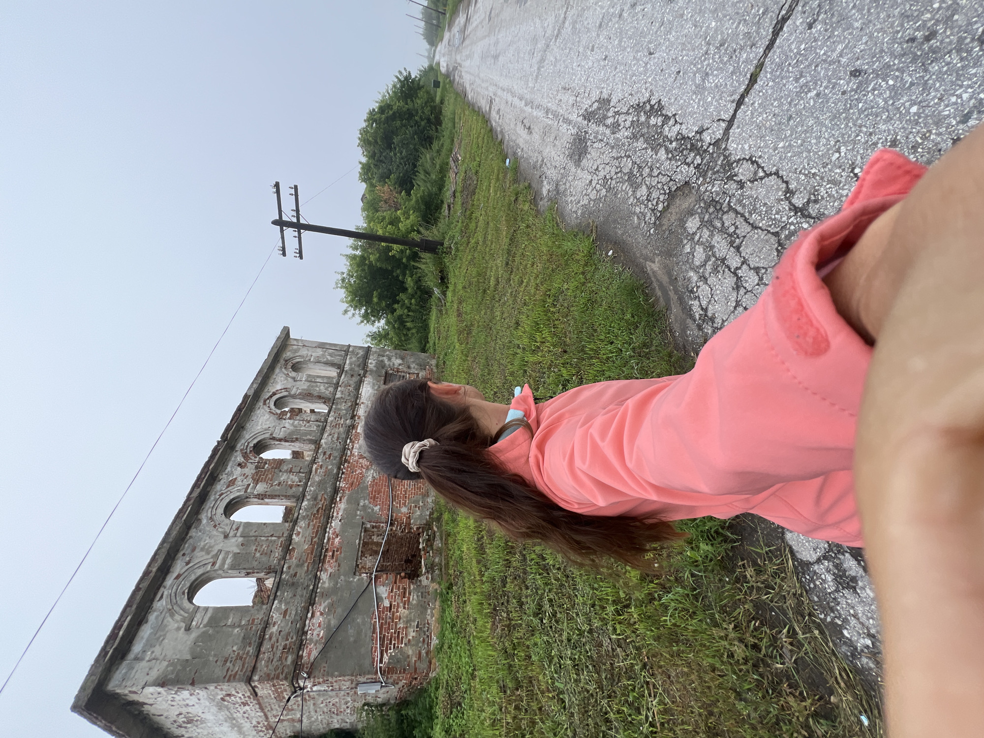 Foggy morning stroll through a weathered Russian village