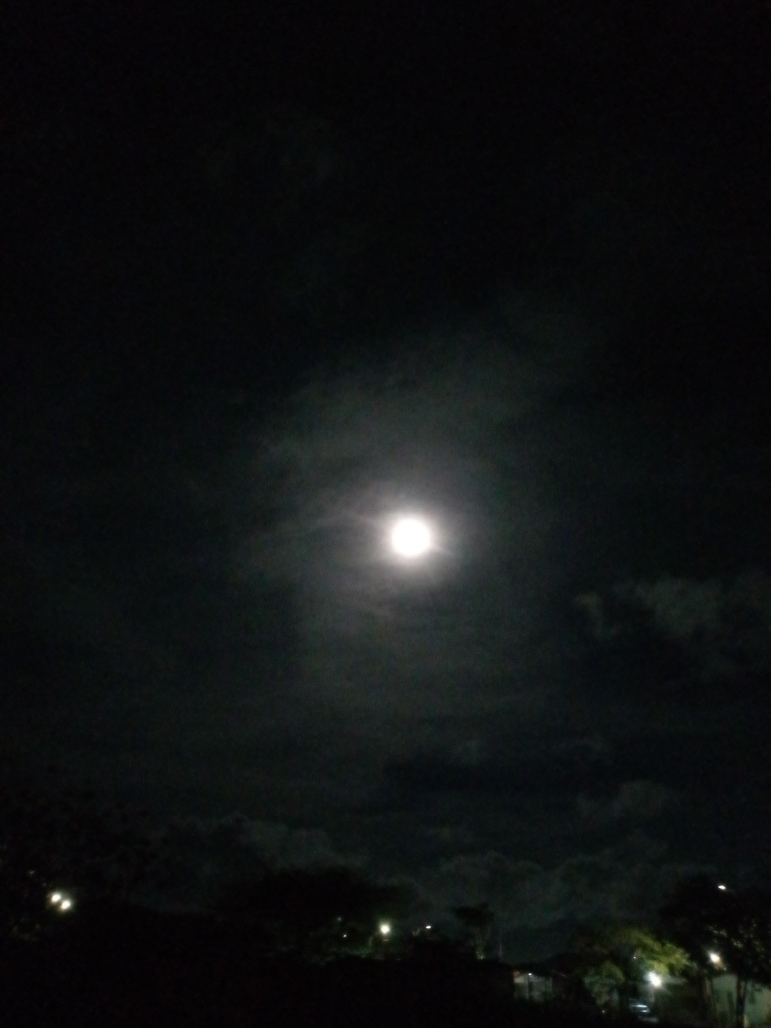 Moonlit night scene observed in Altagracia, Venezuela