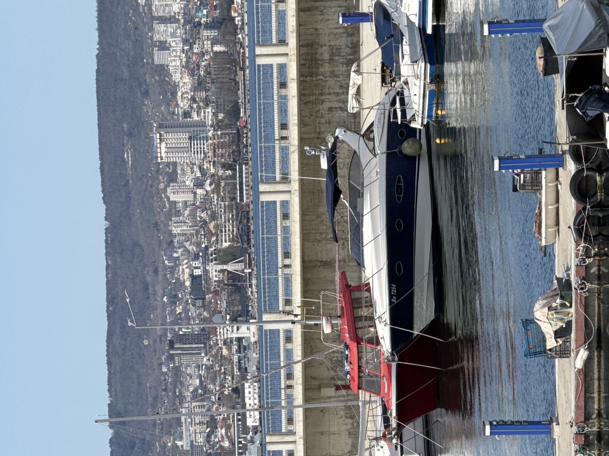 Sunny afternoon documented at Varna Bulgaria marina and waterfront