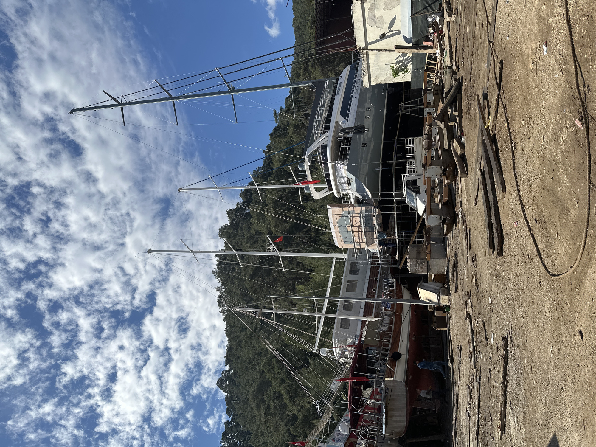 Sailing yachts undergo maintenance at Fethiye shipyard
