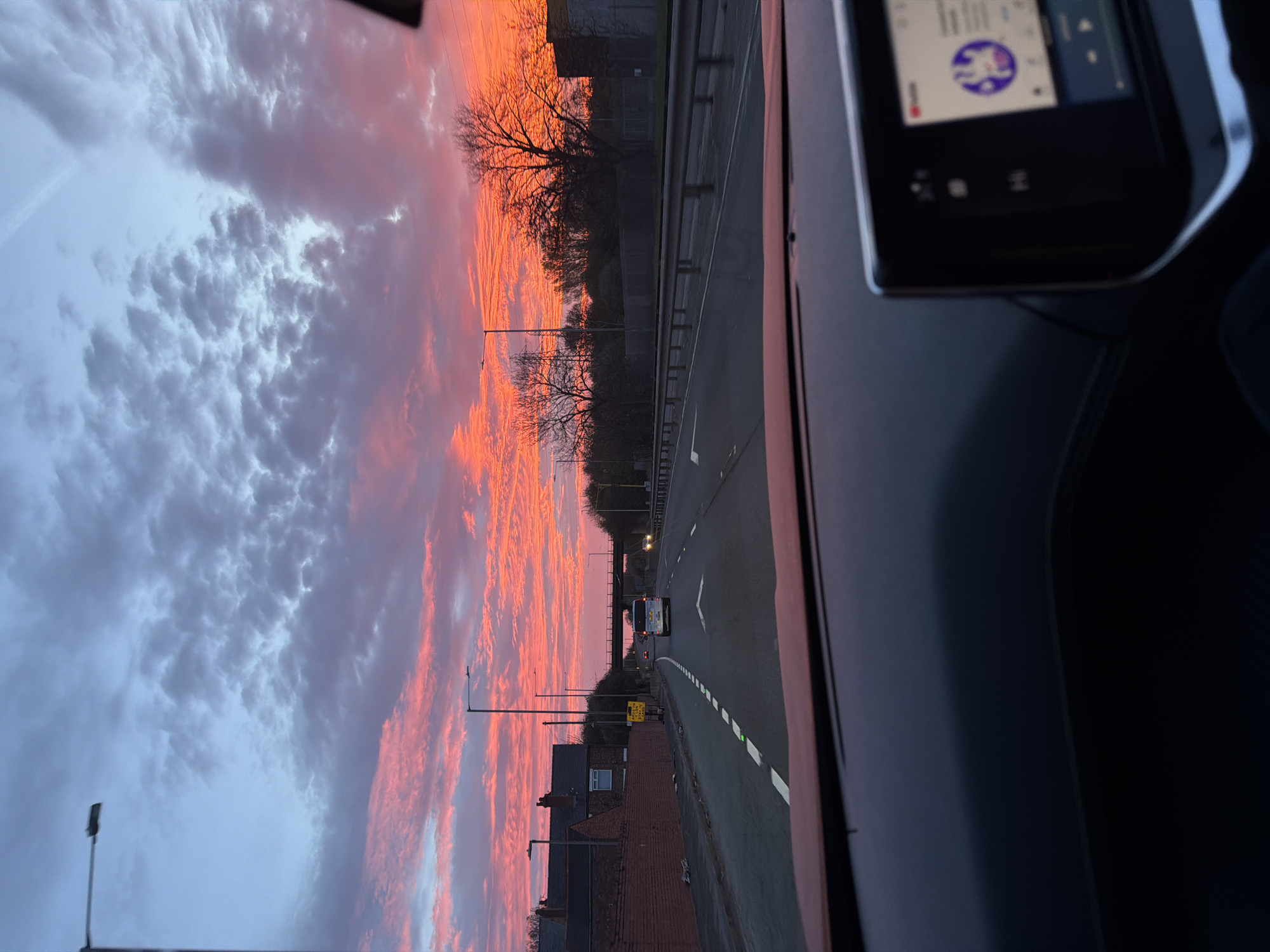 Vehicle interior captured during drive through Queensferry