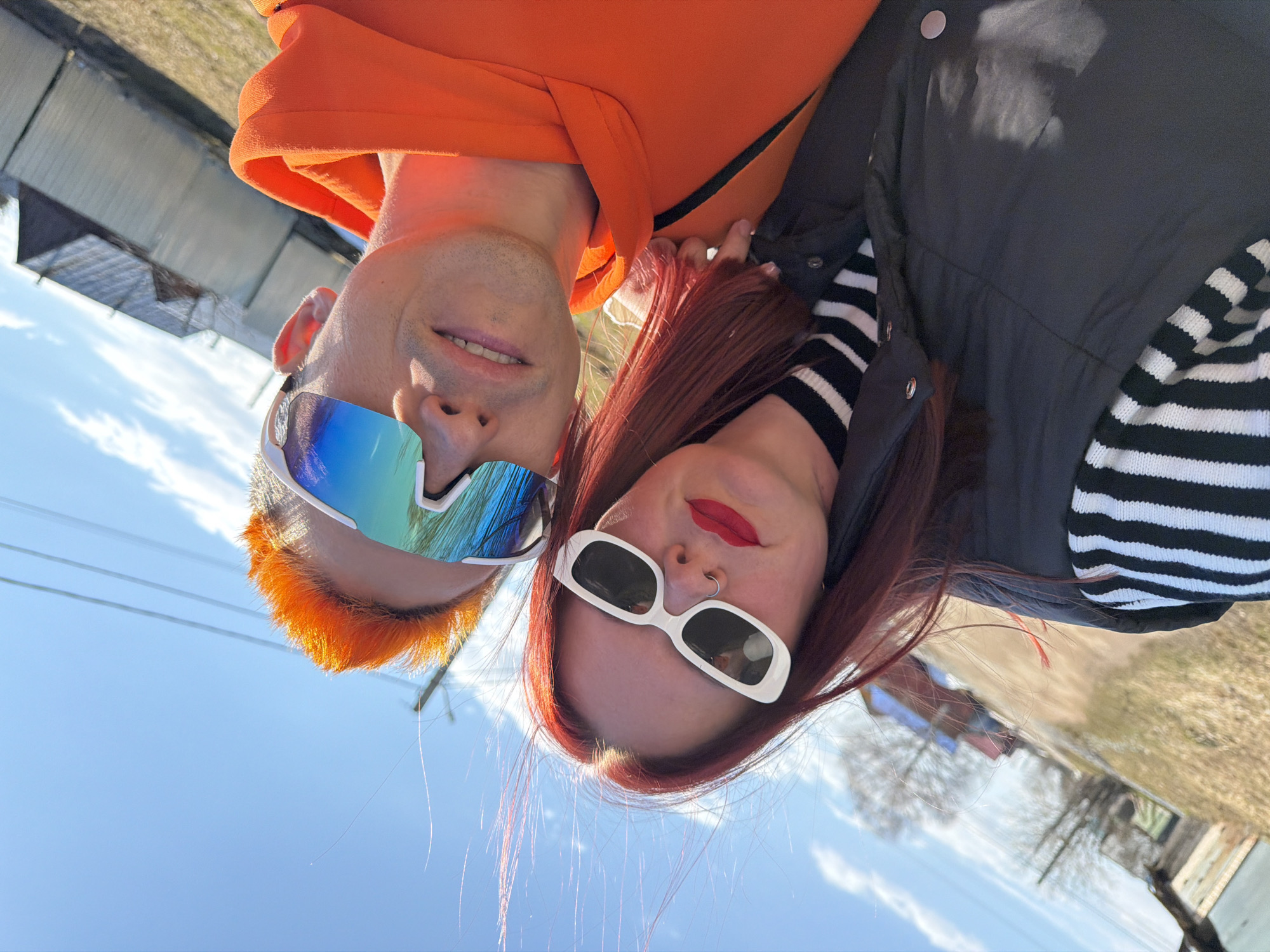 Two people take rotated selfie in Chaikovsky, Russia
