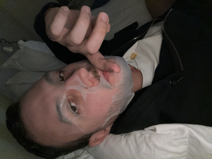 Man wearing translucent face mask observed indoors in London
