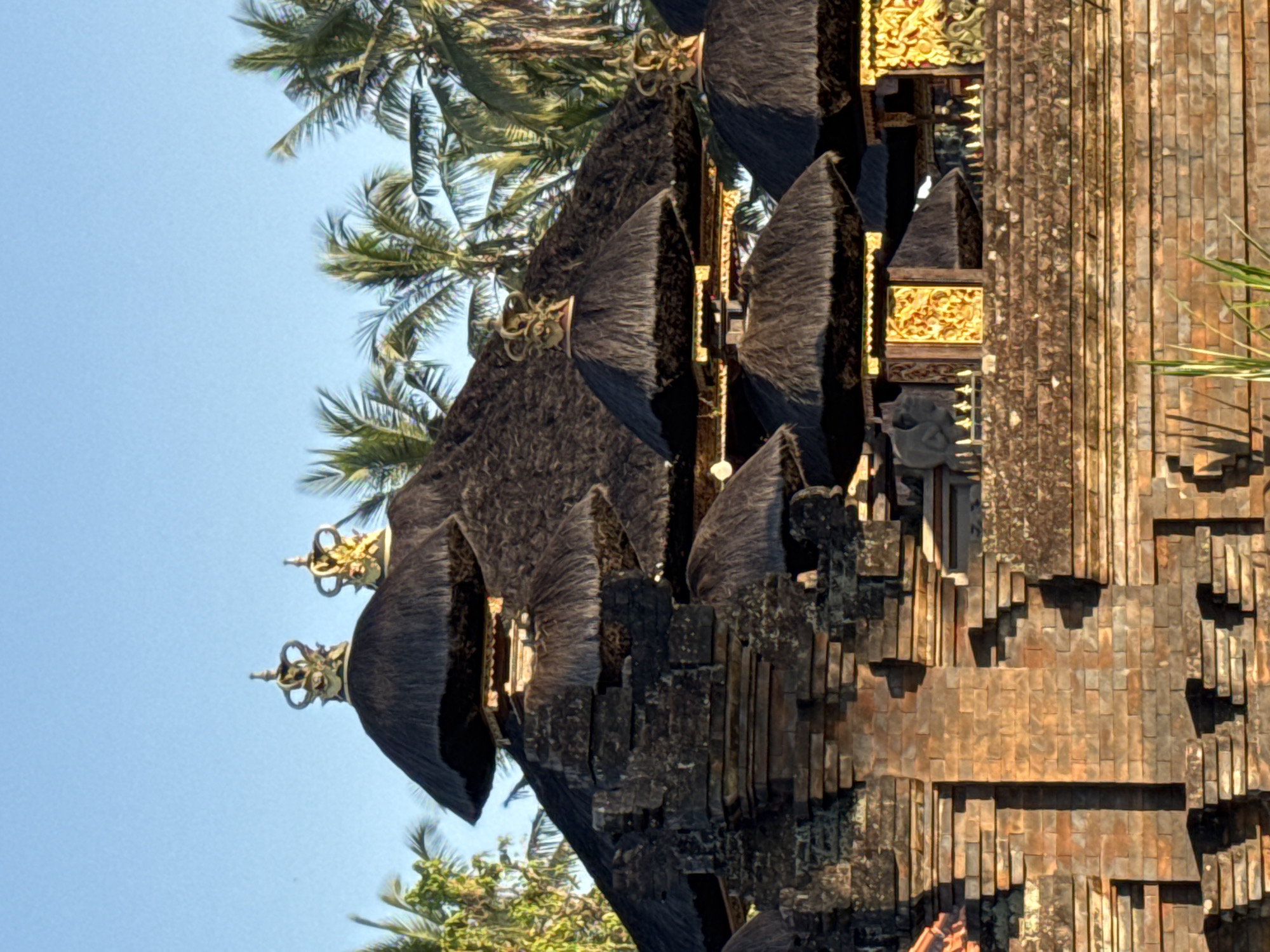 Ubud rice fields and temple details at sunrise